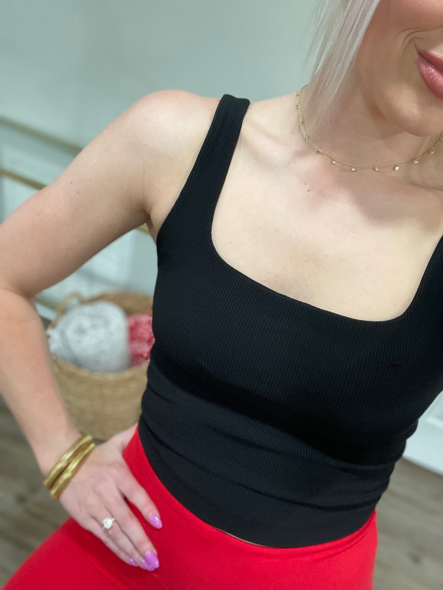 Ribbed Square Neck Tank