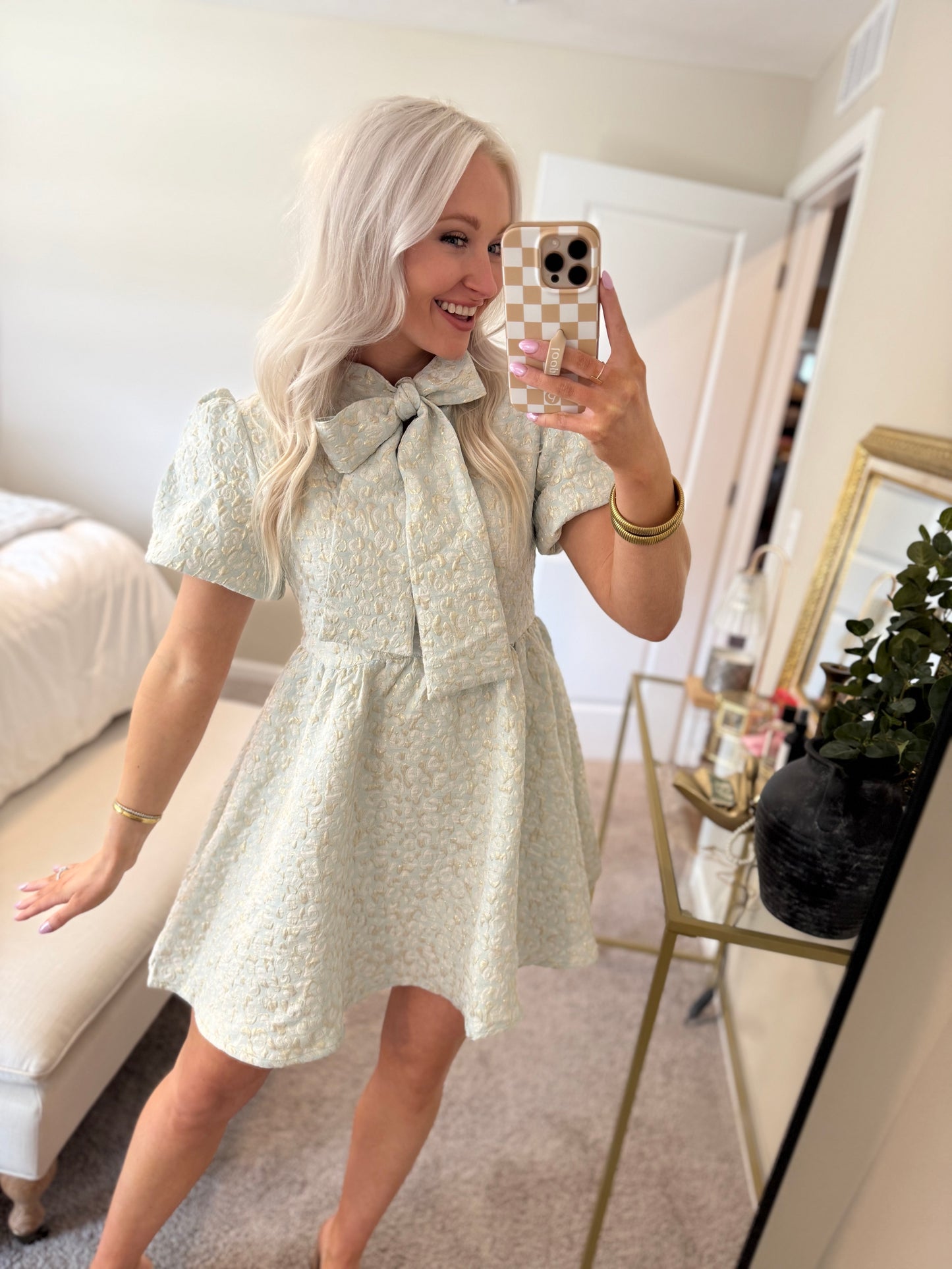 Minty Blue & Gold Cheetah Mini