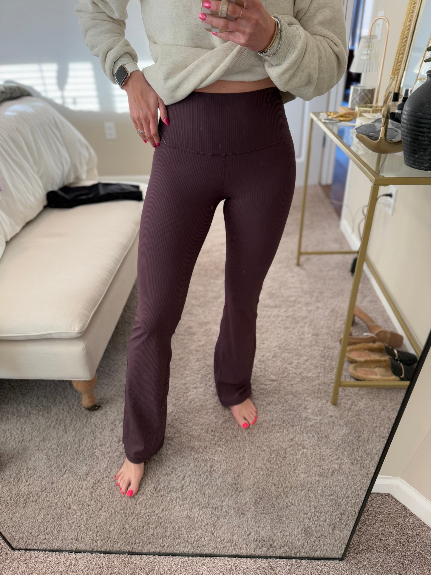 Plum Ribbed Yoga Pant