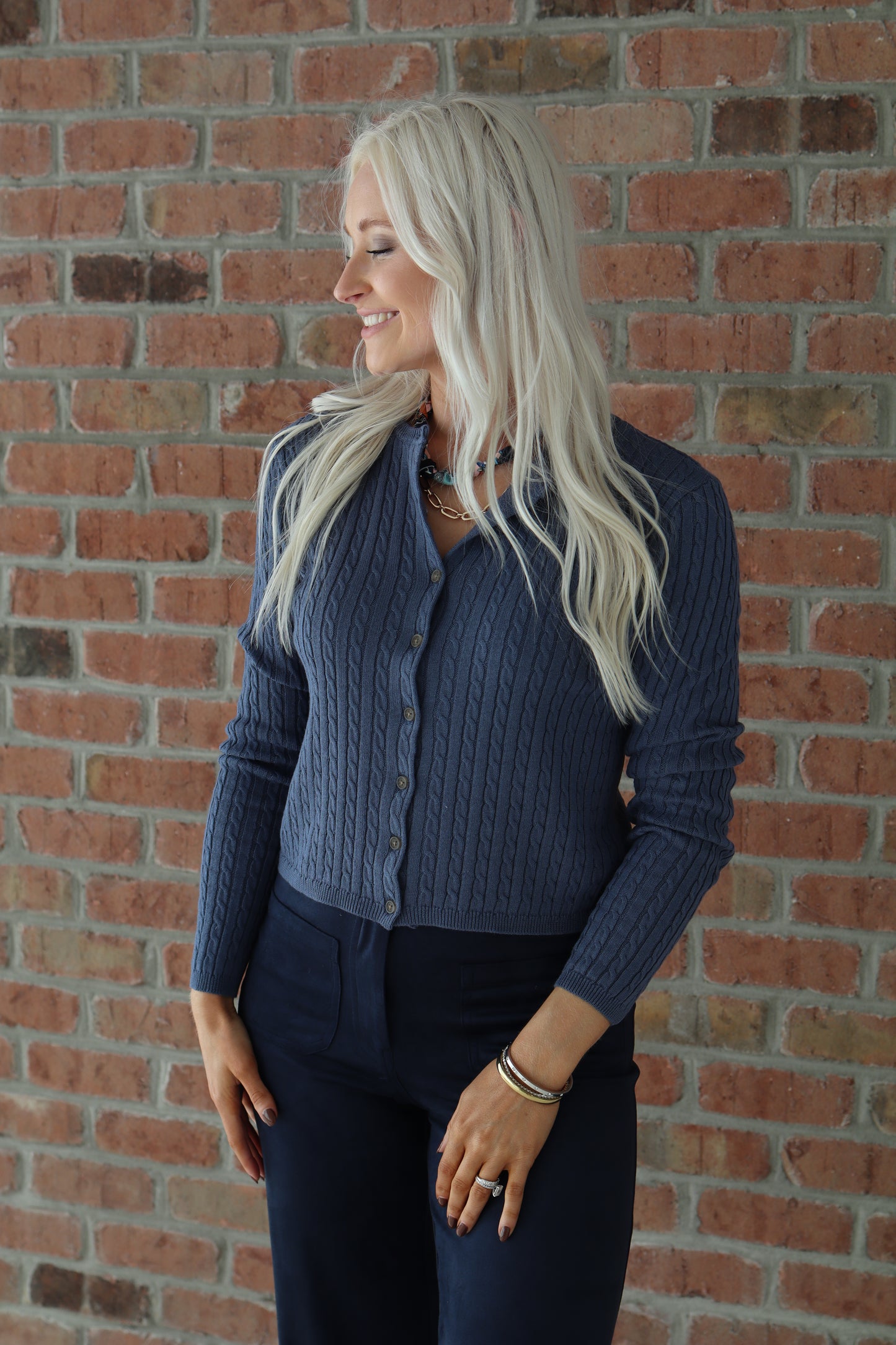 Navy Faux Suede Pant