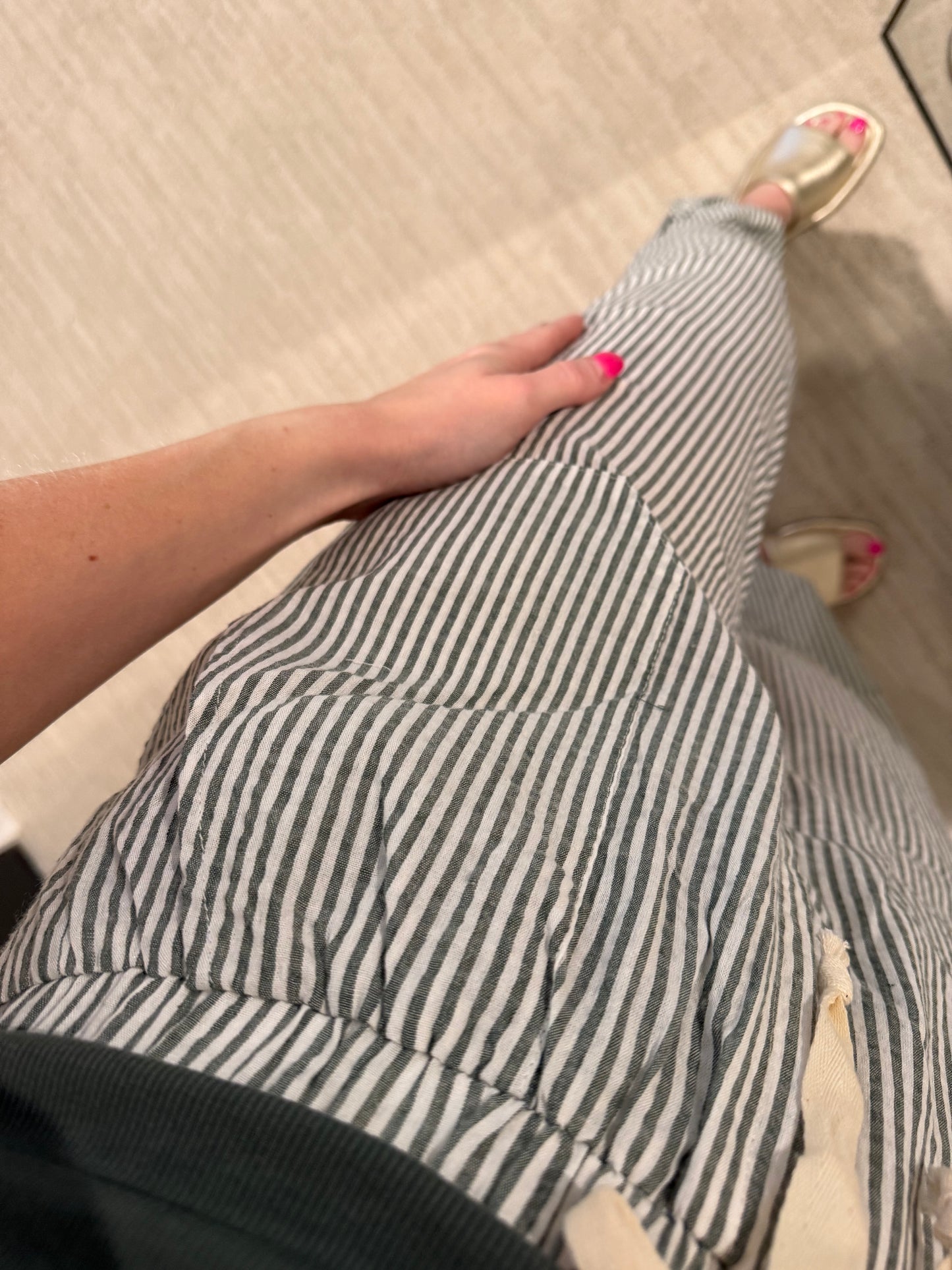 Green Striped Cotton Pant