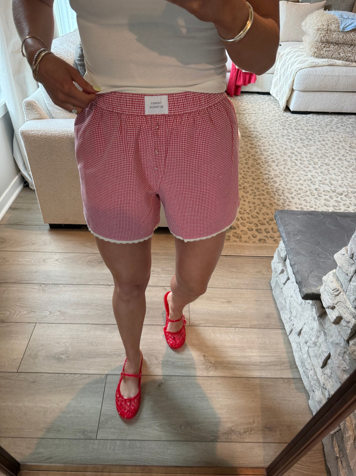 Renee Red Checker Short