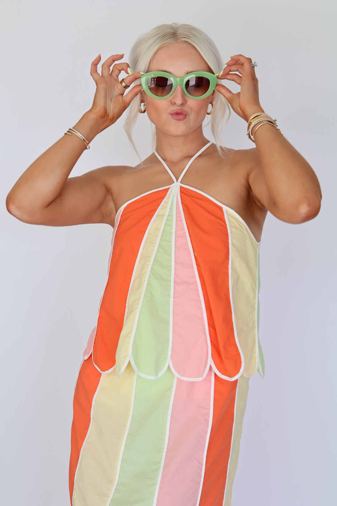 Sunset Scalloped Midi Dress