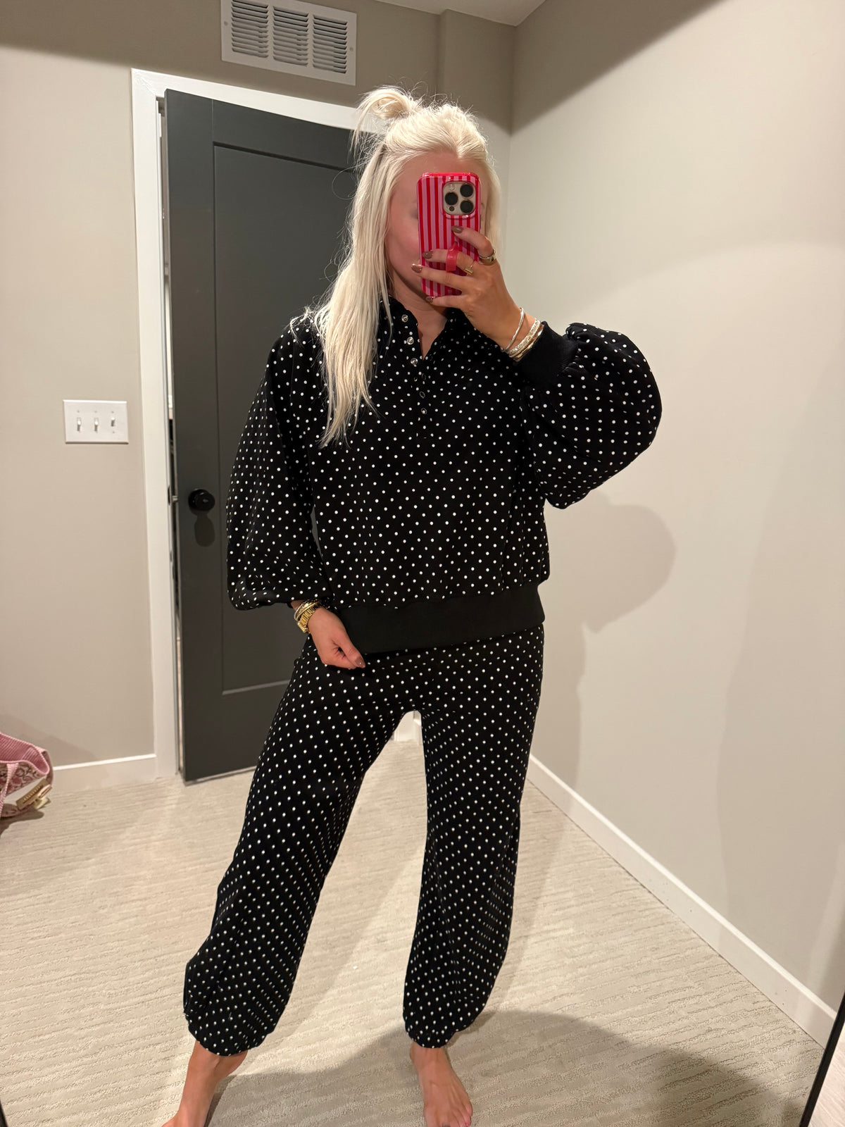 Caroline Black Polka Dot Top