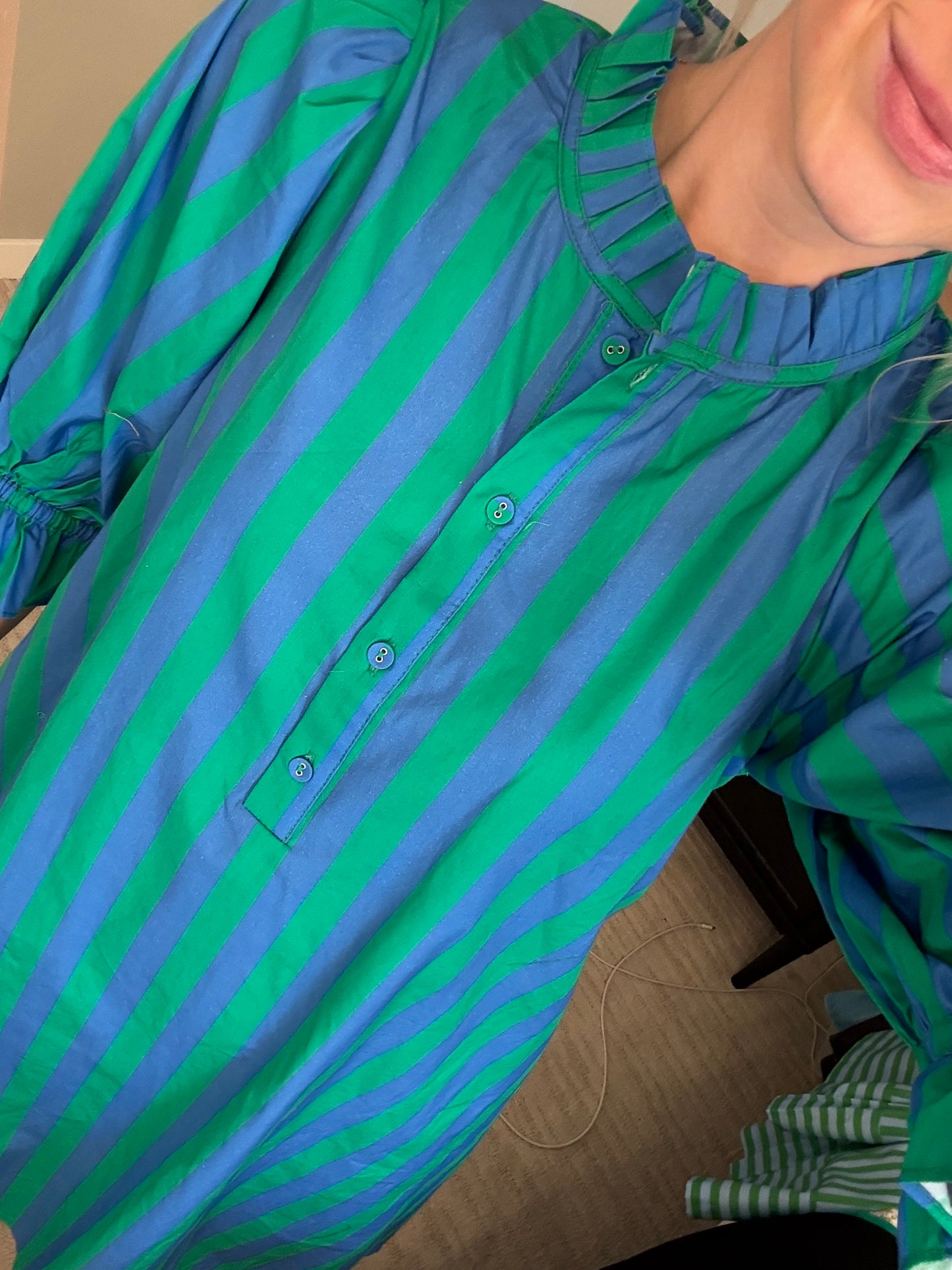 Gretchen Green & Blue Stripe Mini