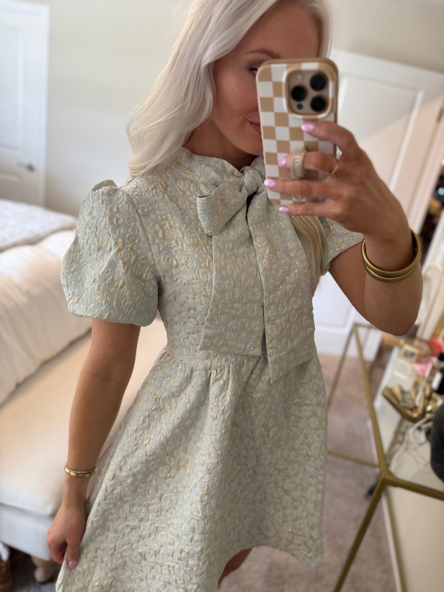 Minty Blue & Gold Cheetah Mini