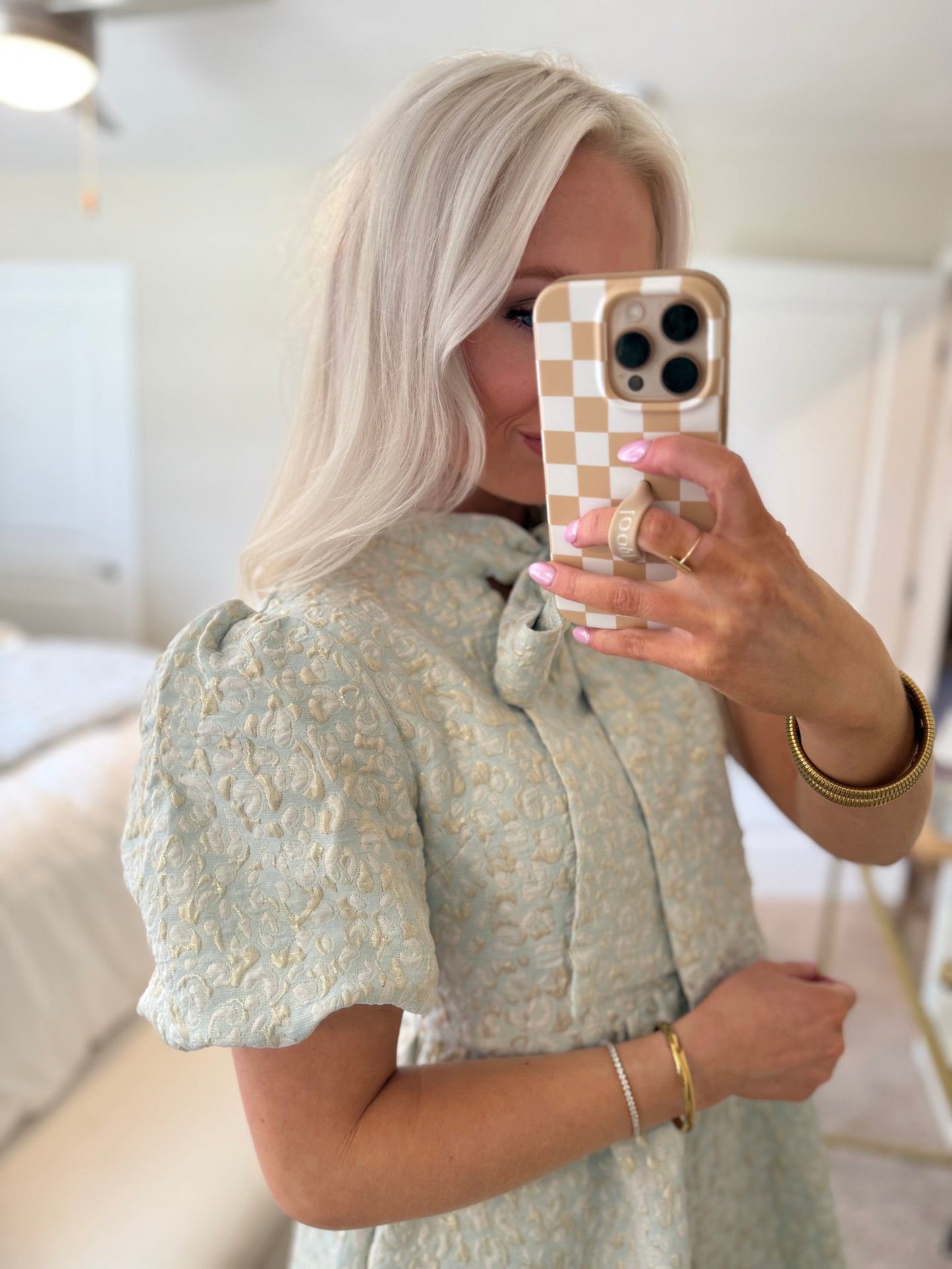 Minty Blue & Gold Cheetah Mini