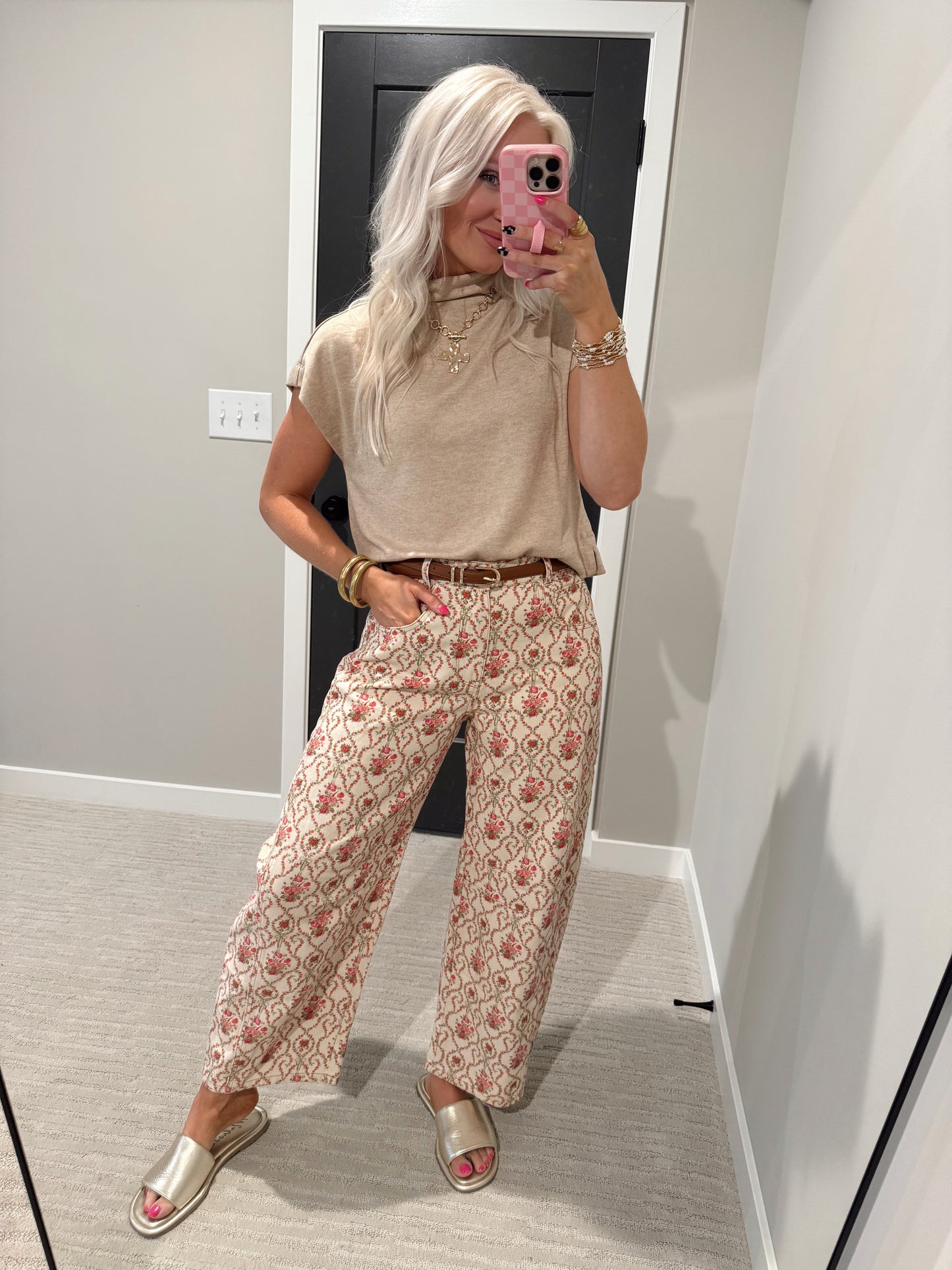 Jacqueline Orange & Pink Floral Barrel Pant