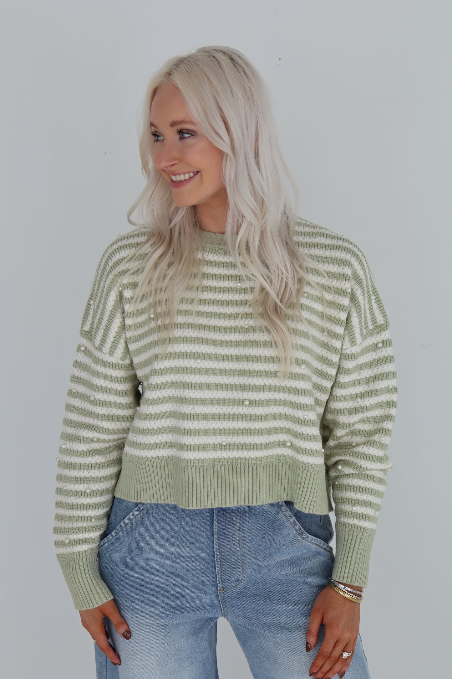 Paige Pearl Sage & Ivory Sweater