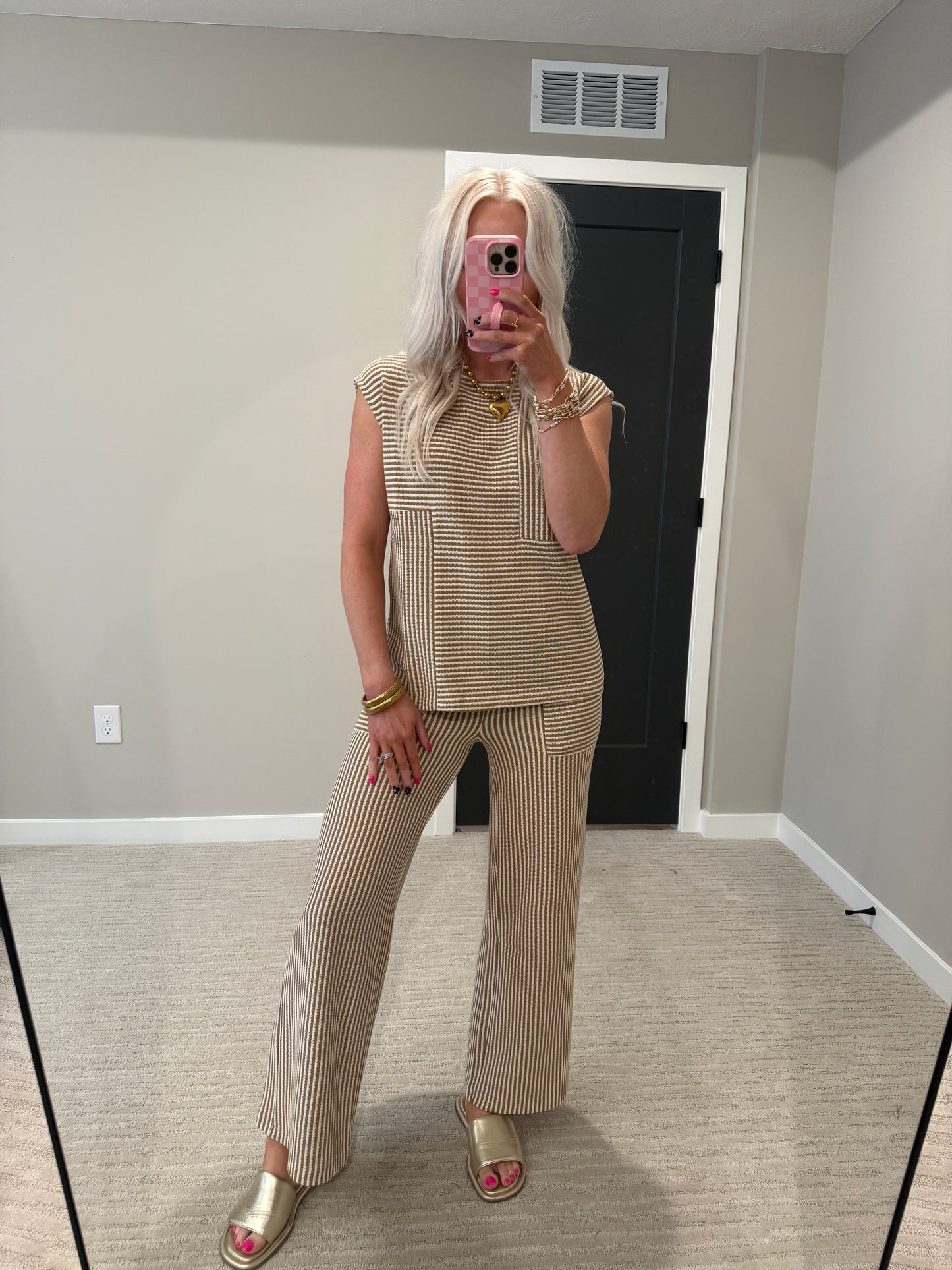 Khaki Cream Pant Set