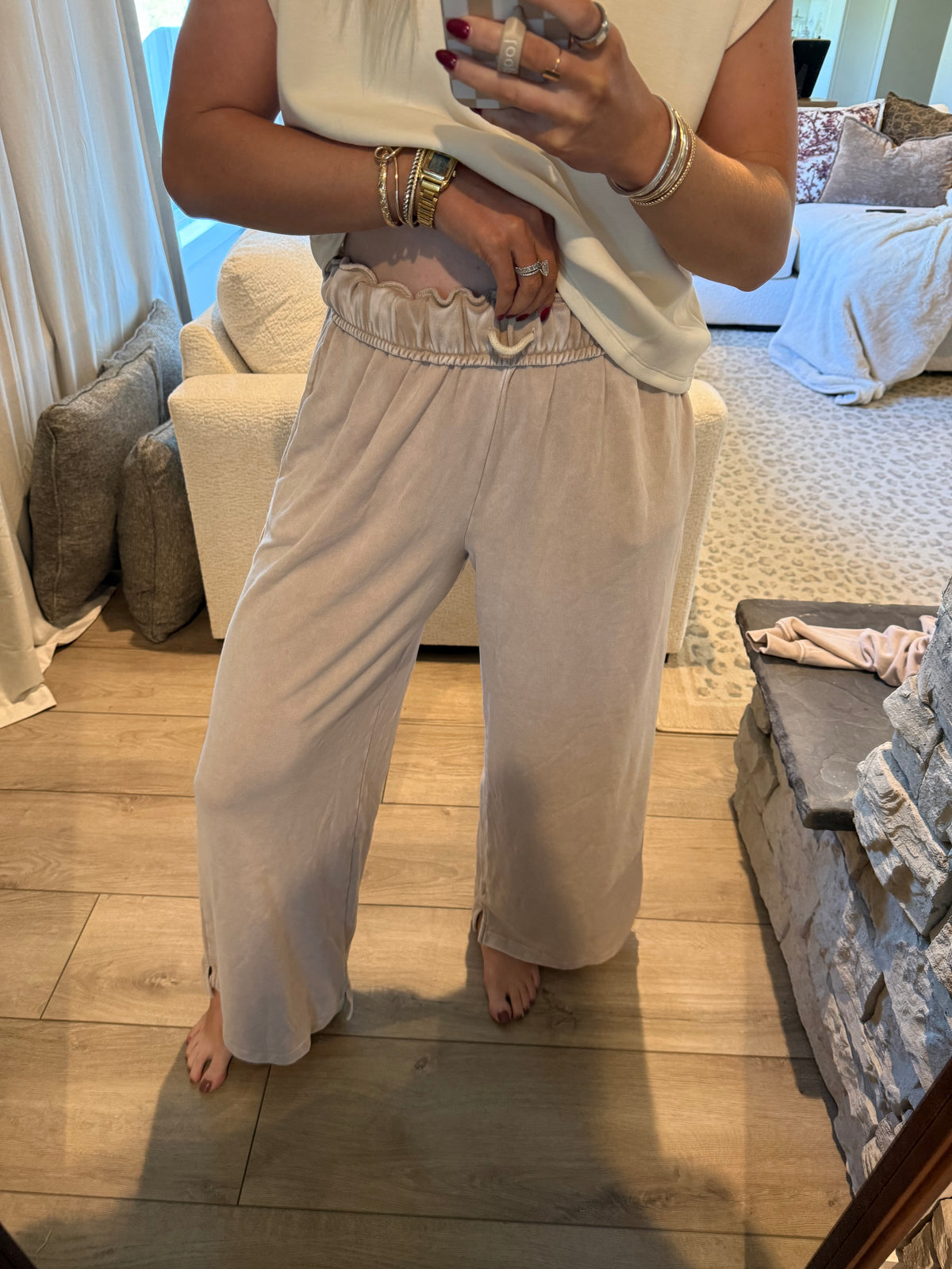 Dark Taupe ROLLED Wide Leg PANT