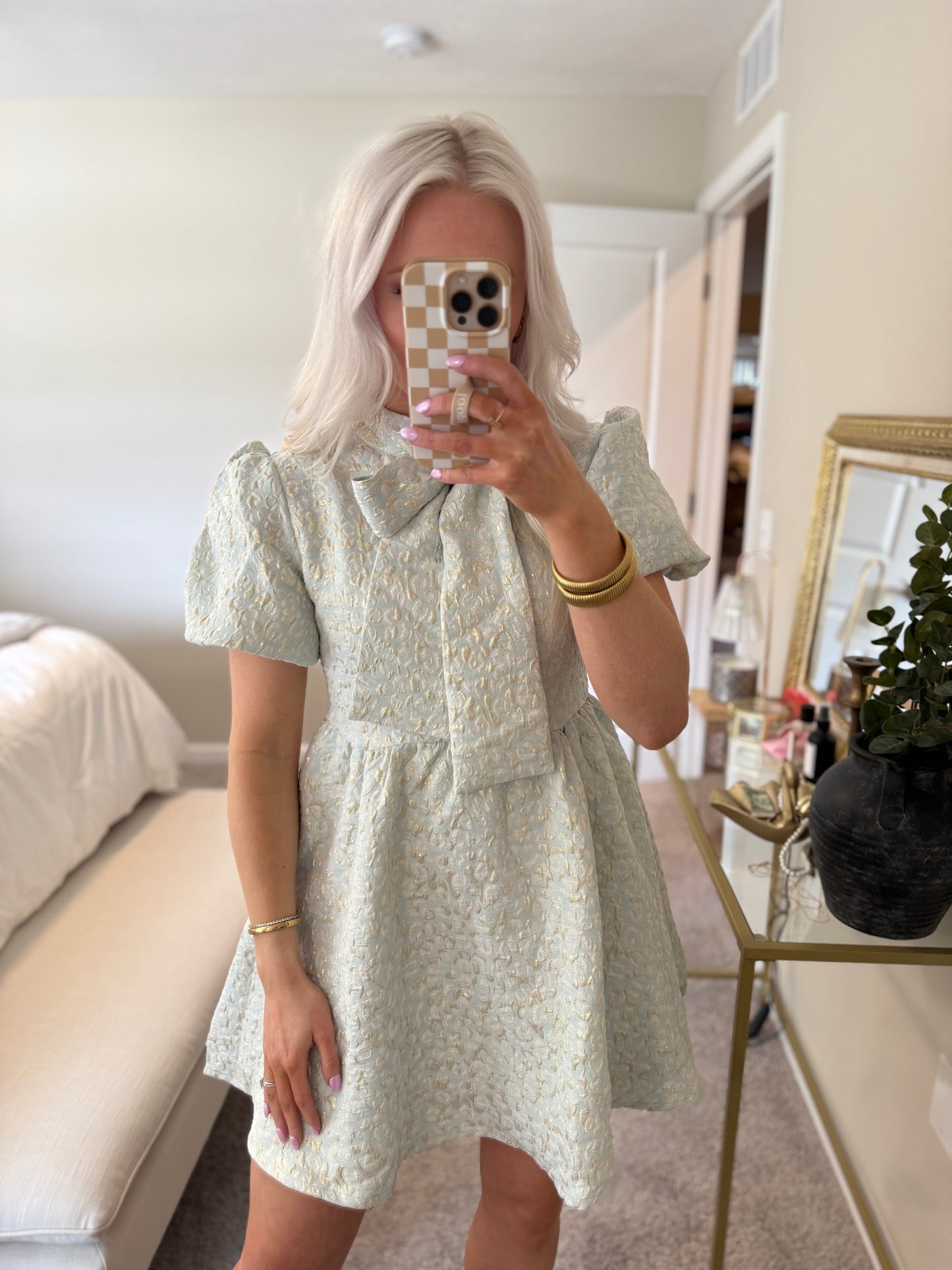 Minty Blue & Gold Cheetah Mini