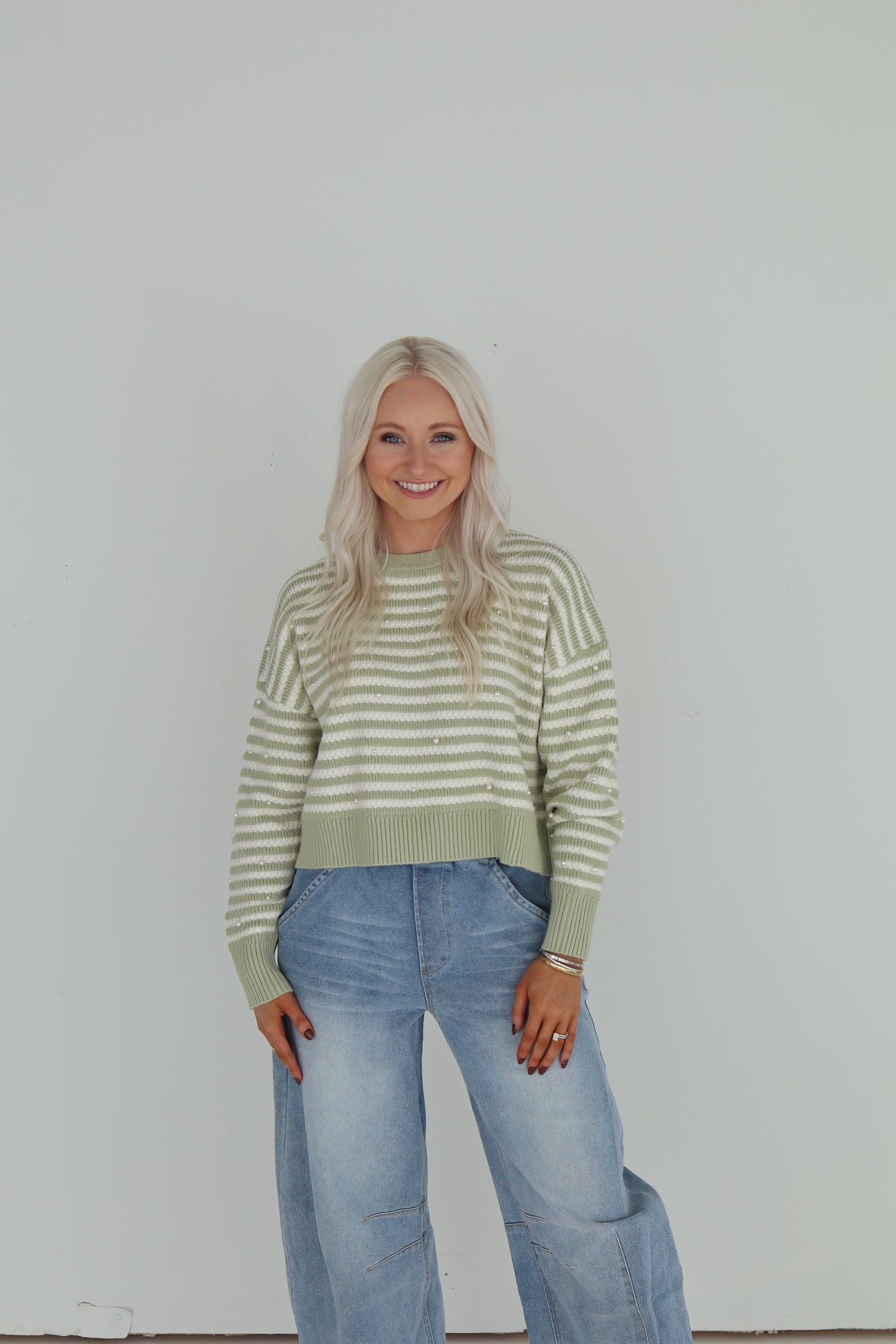 Paige Pearl Sage & Ivory Sweater