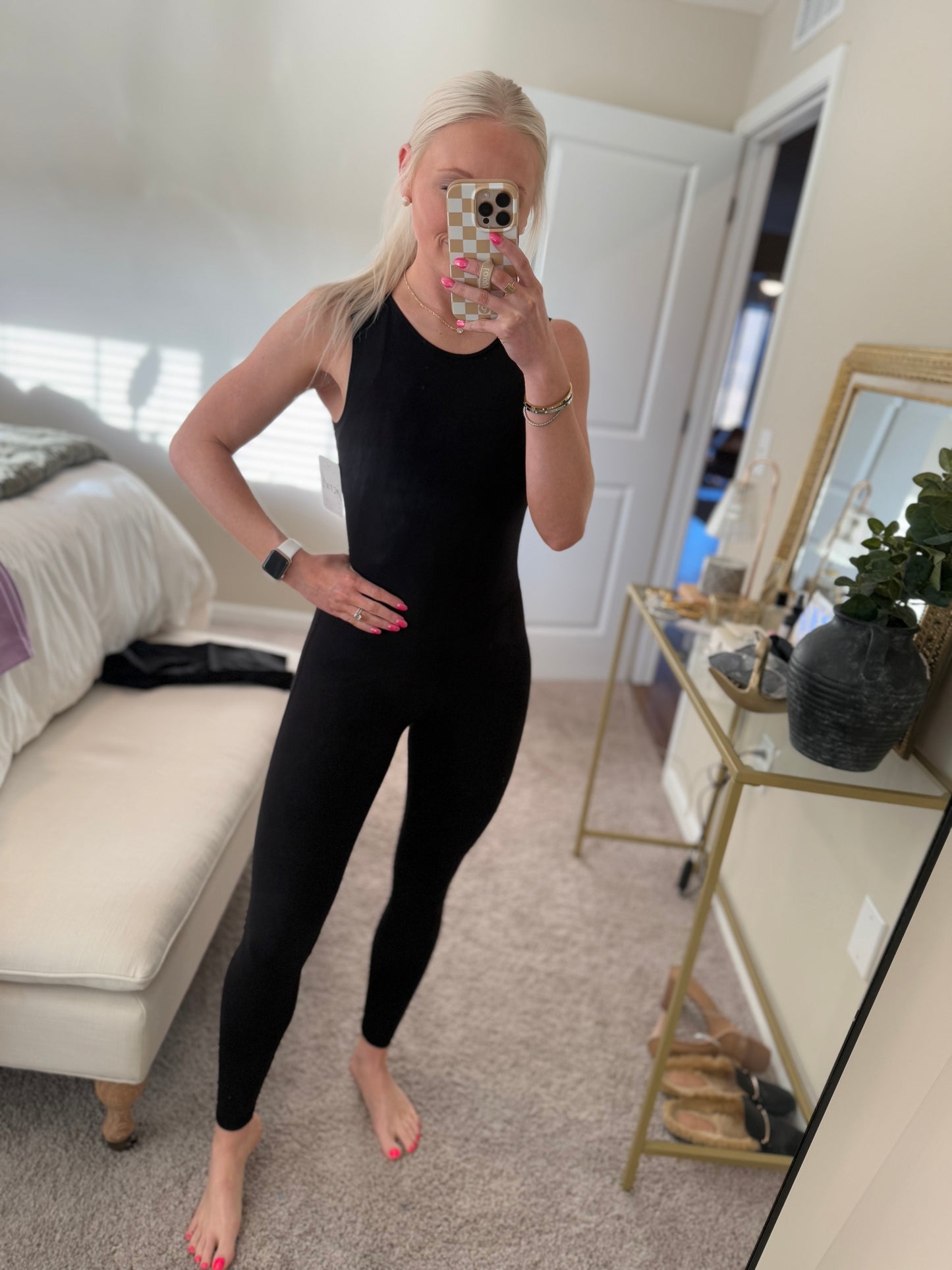 Black Yoga One Piece Bodysuit