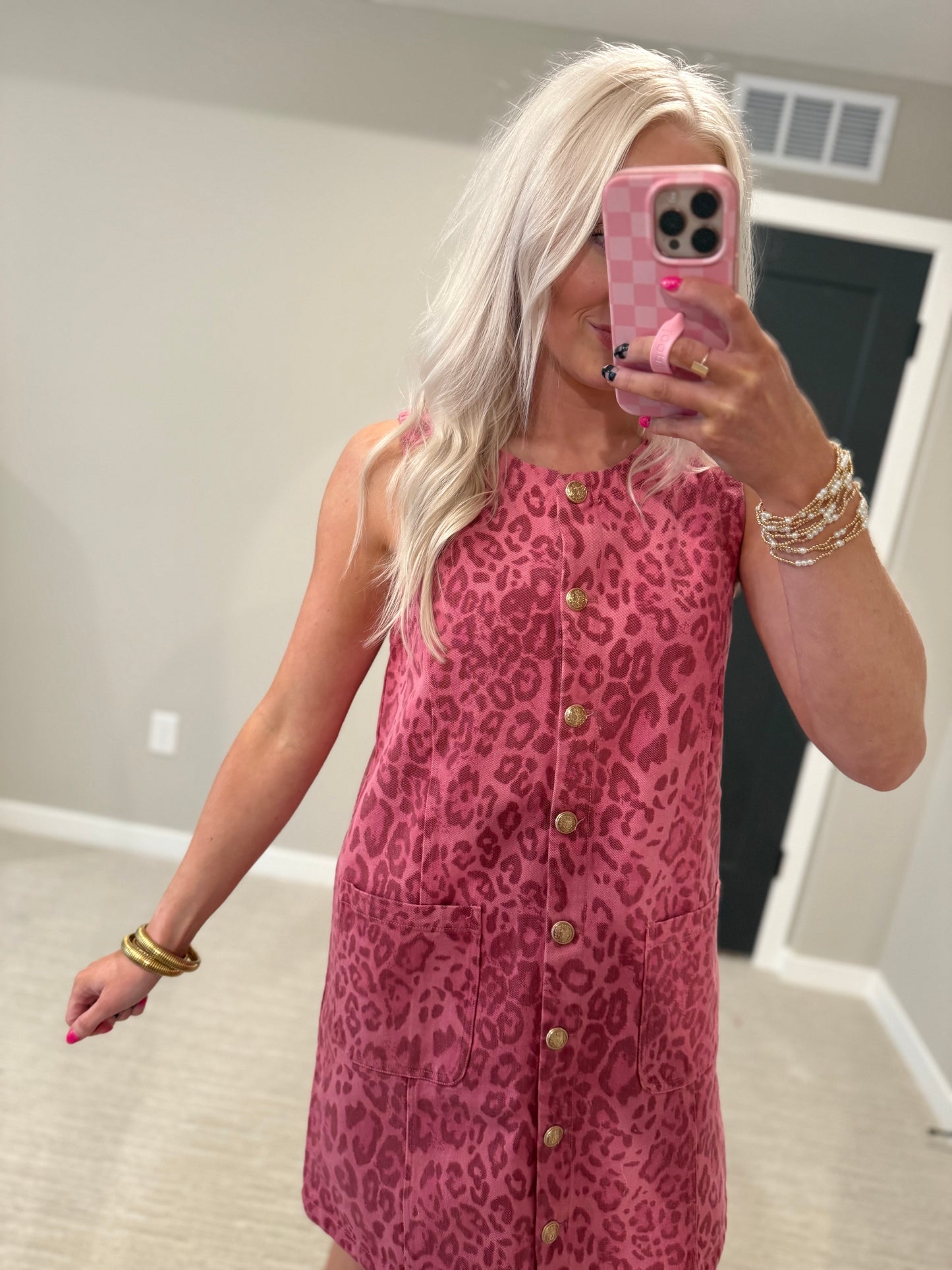 Pink Cheetah Queen Denim Mini