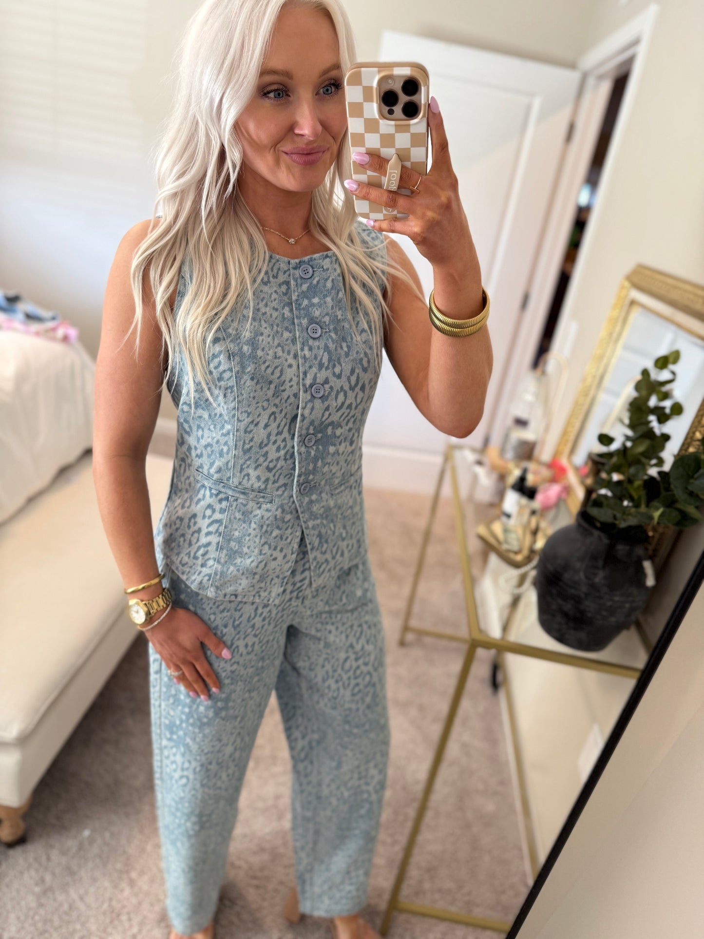 Lottie Leopard Denim Vest