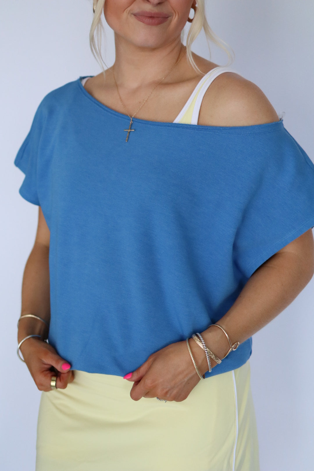French Terry Shoulder Top