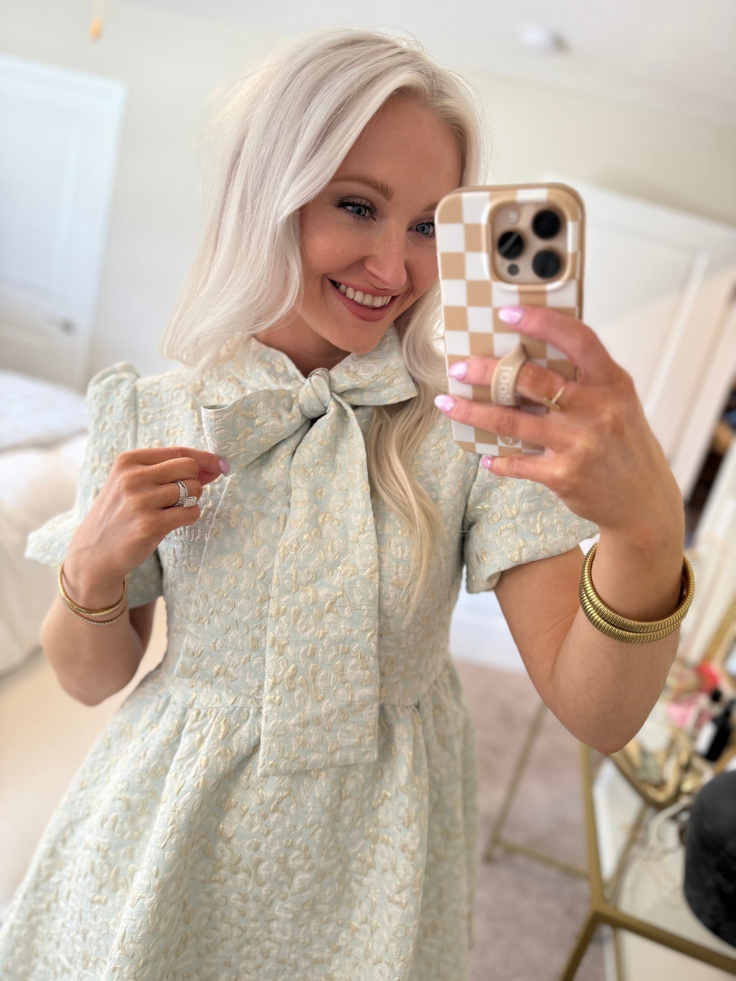 Minty Blue & Gold Cheetah Mini