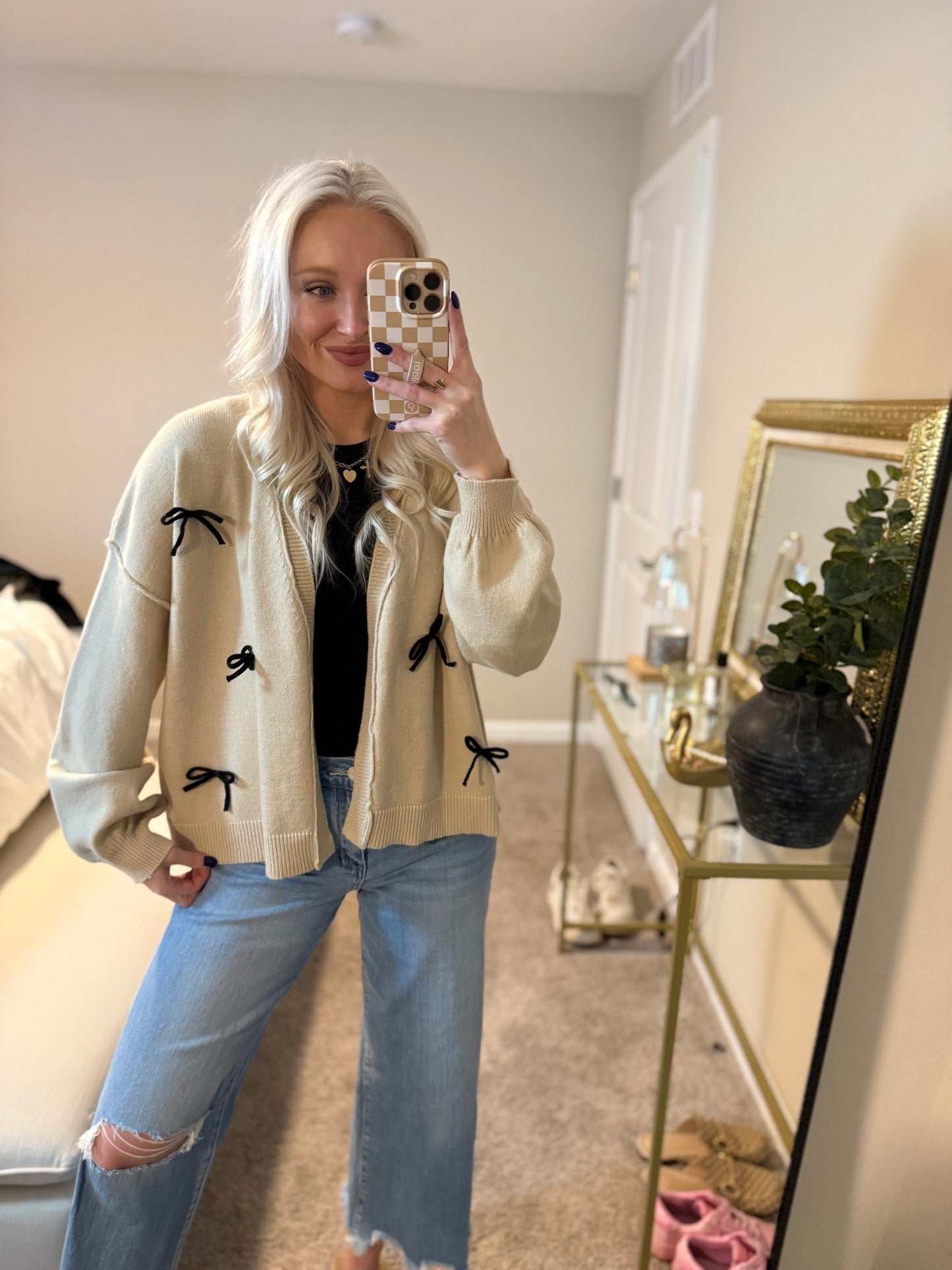 Love Ya Bow Latte Cardigan