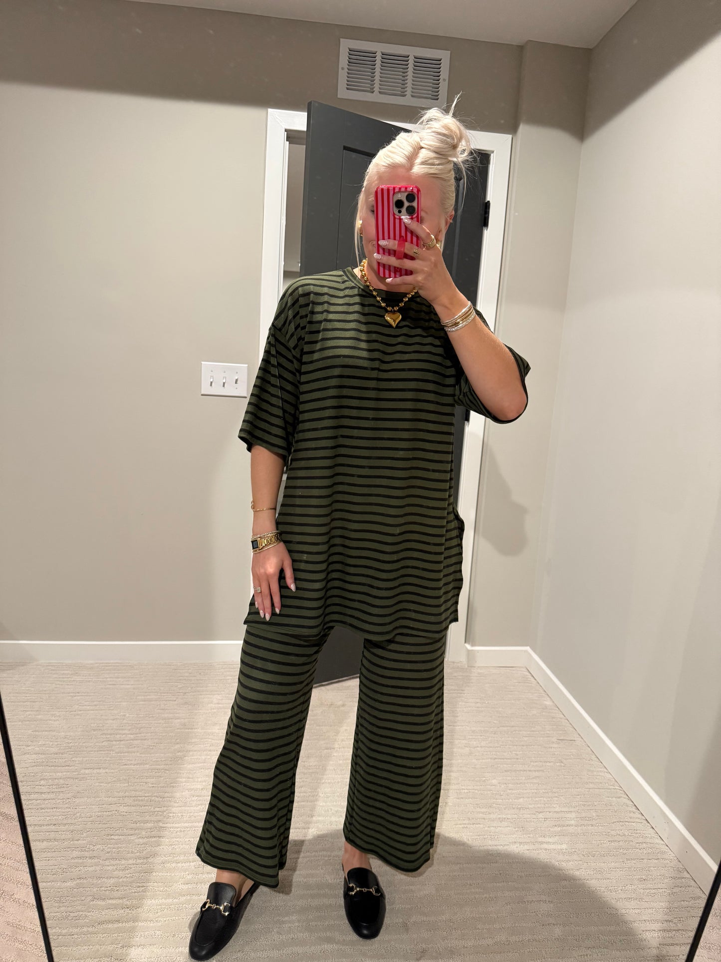 Ella Olive & Black Ribbed Set
