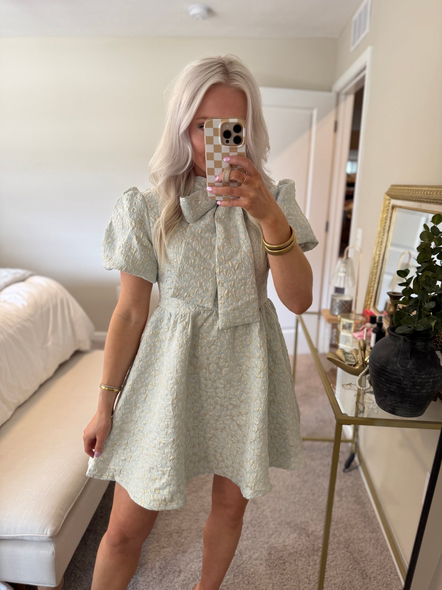 Minty Blue & Gold Cheetah Mini
