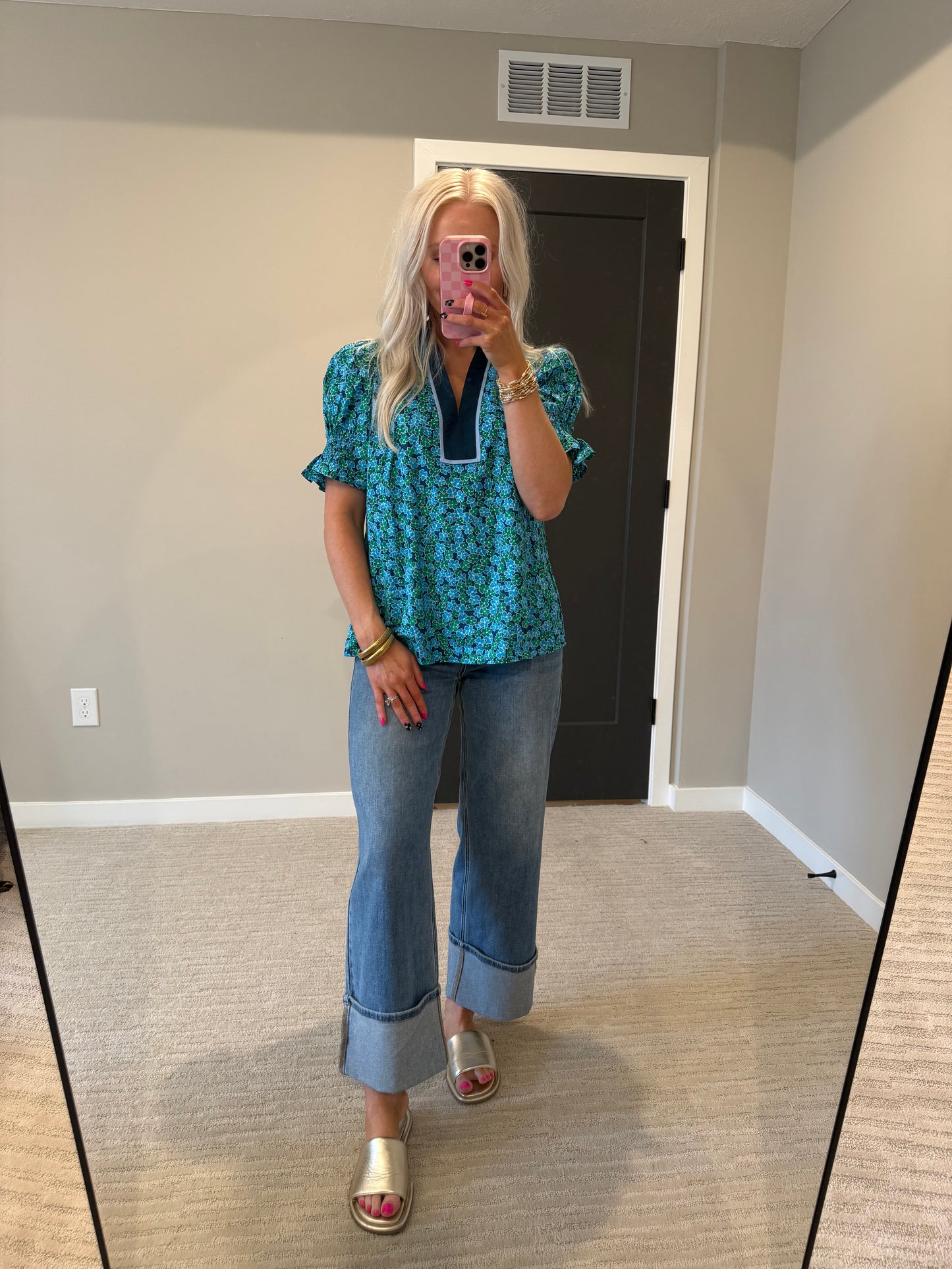 Navy & Blue Floral Top