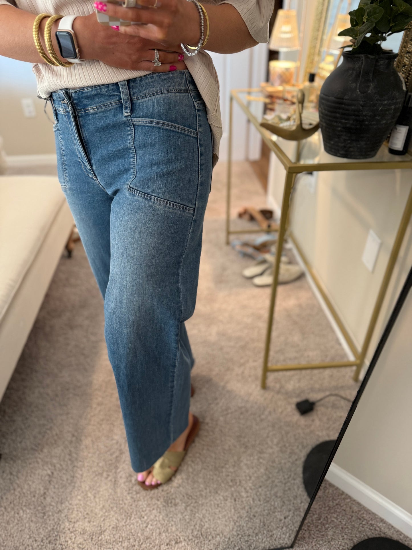 Utility Slim Wide Leg Denim