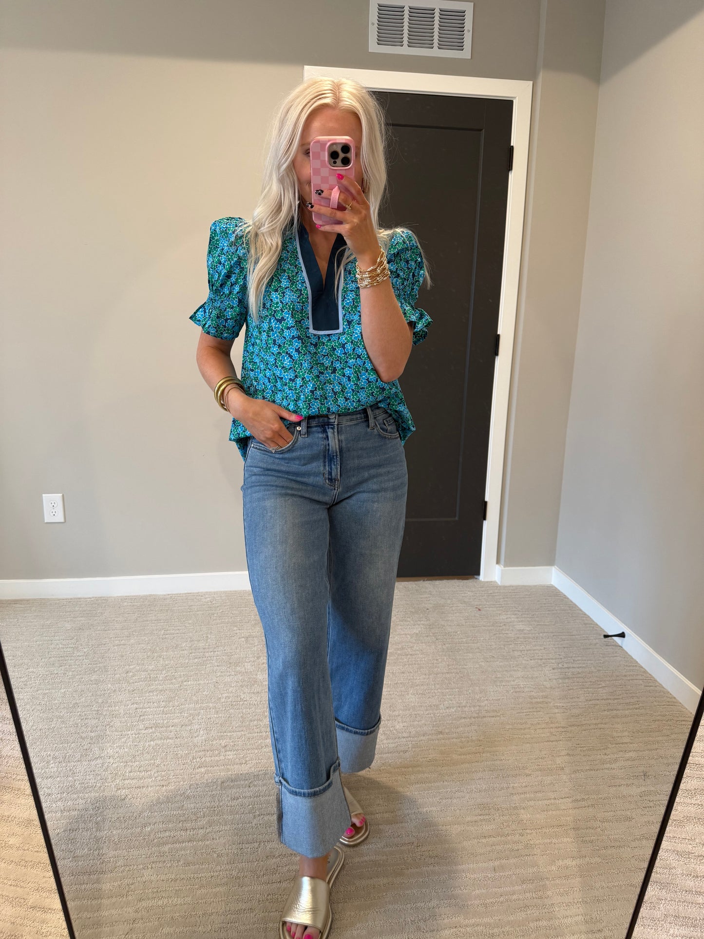 Navy & Blue Floral Top
