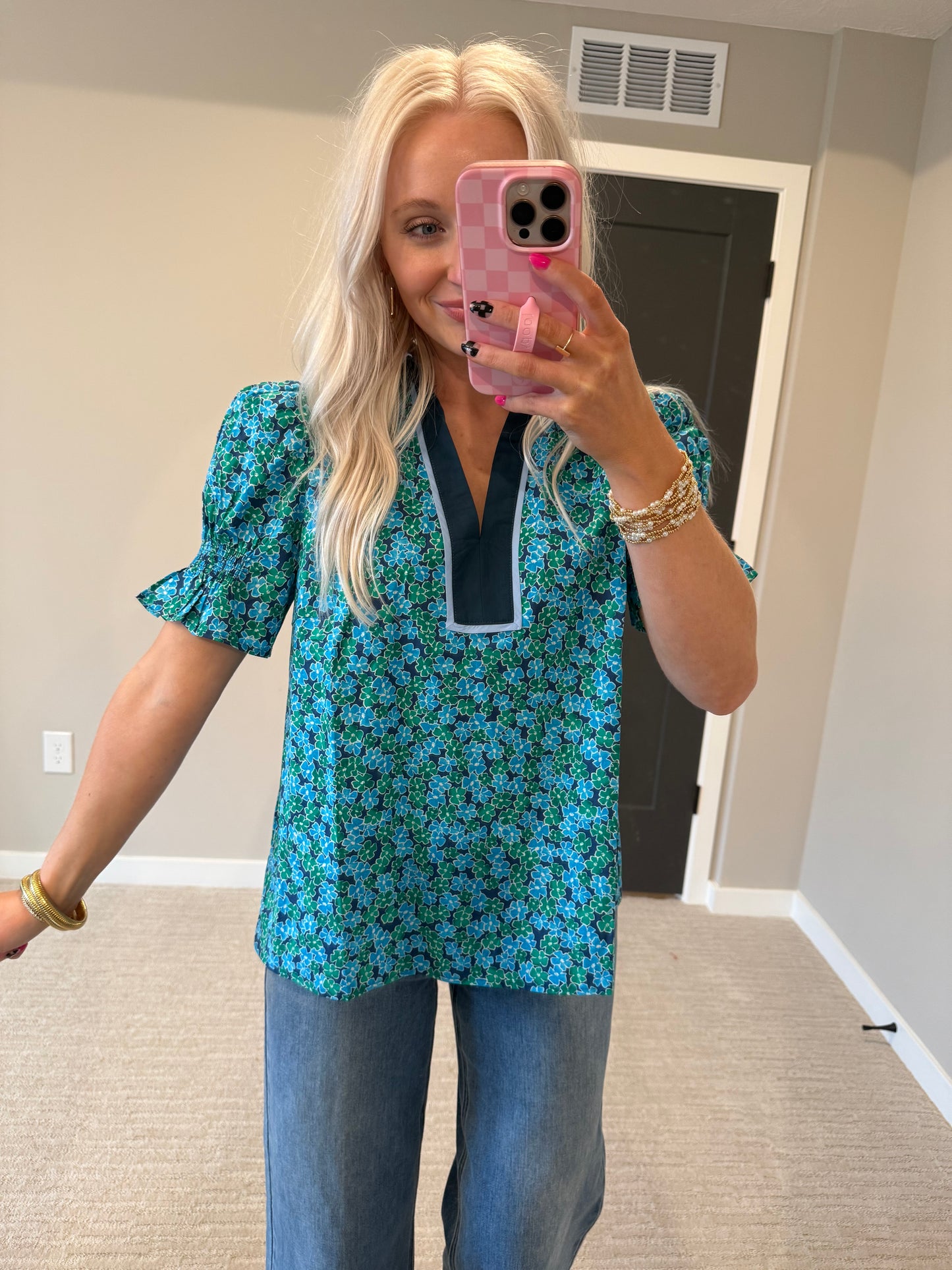 Navy & Blue Floral Top