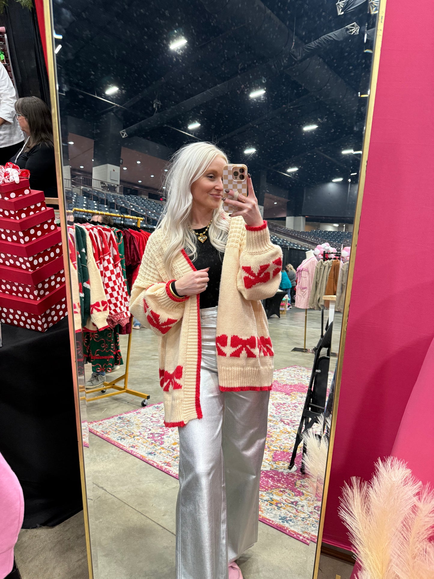 Riley Red Bow Cardigan