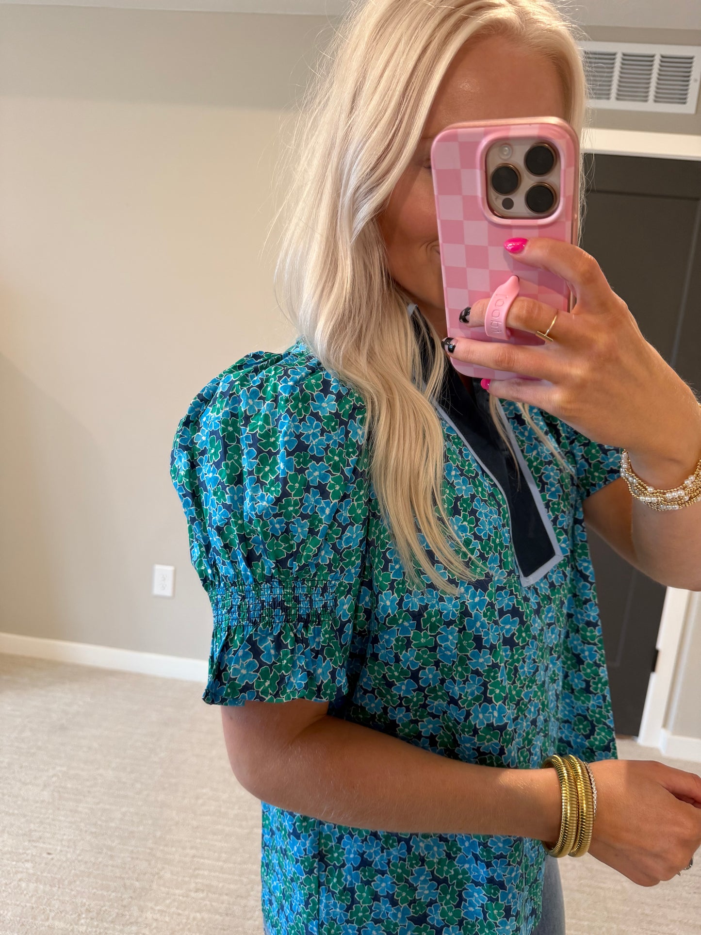 Navy & Blue Floral Top