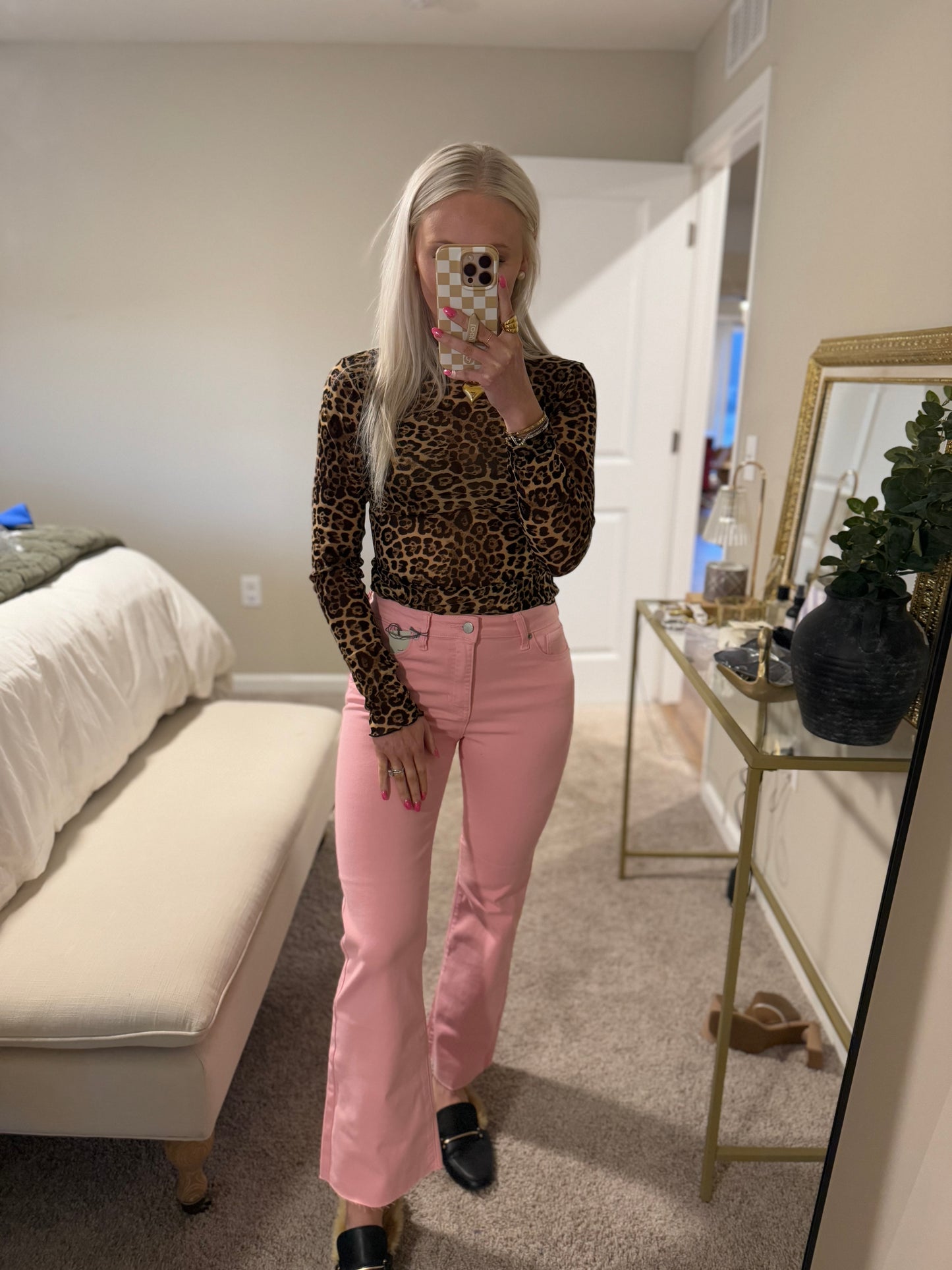 Bubblegum Cropped Flare Denim