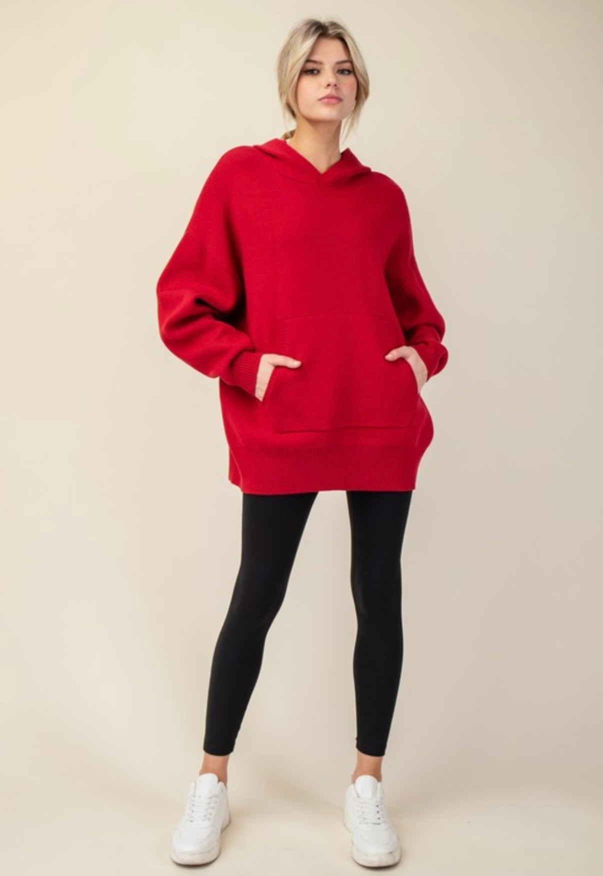 Red Oversized Sweater Hoodie