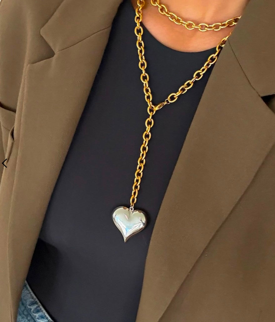 Two Toned Heart Necklace