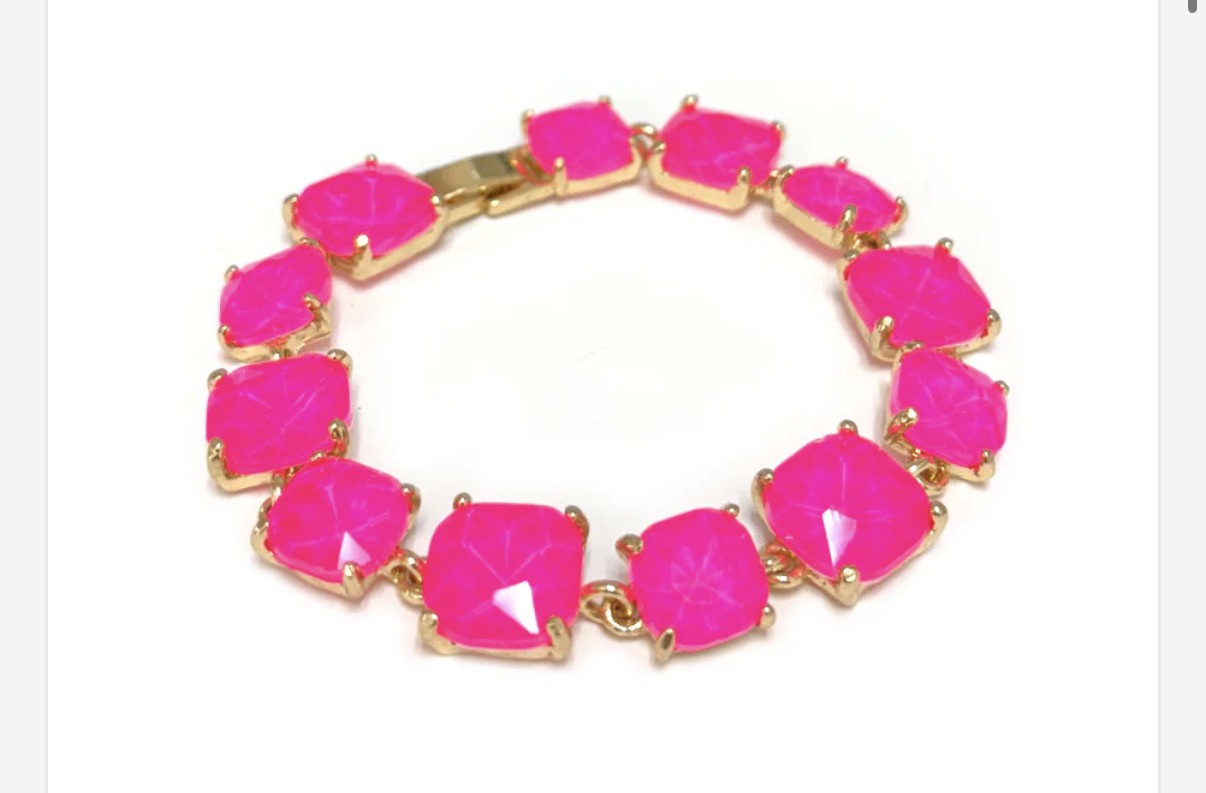 Hot Pink Glass Crystal 7.5" Bracelet
