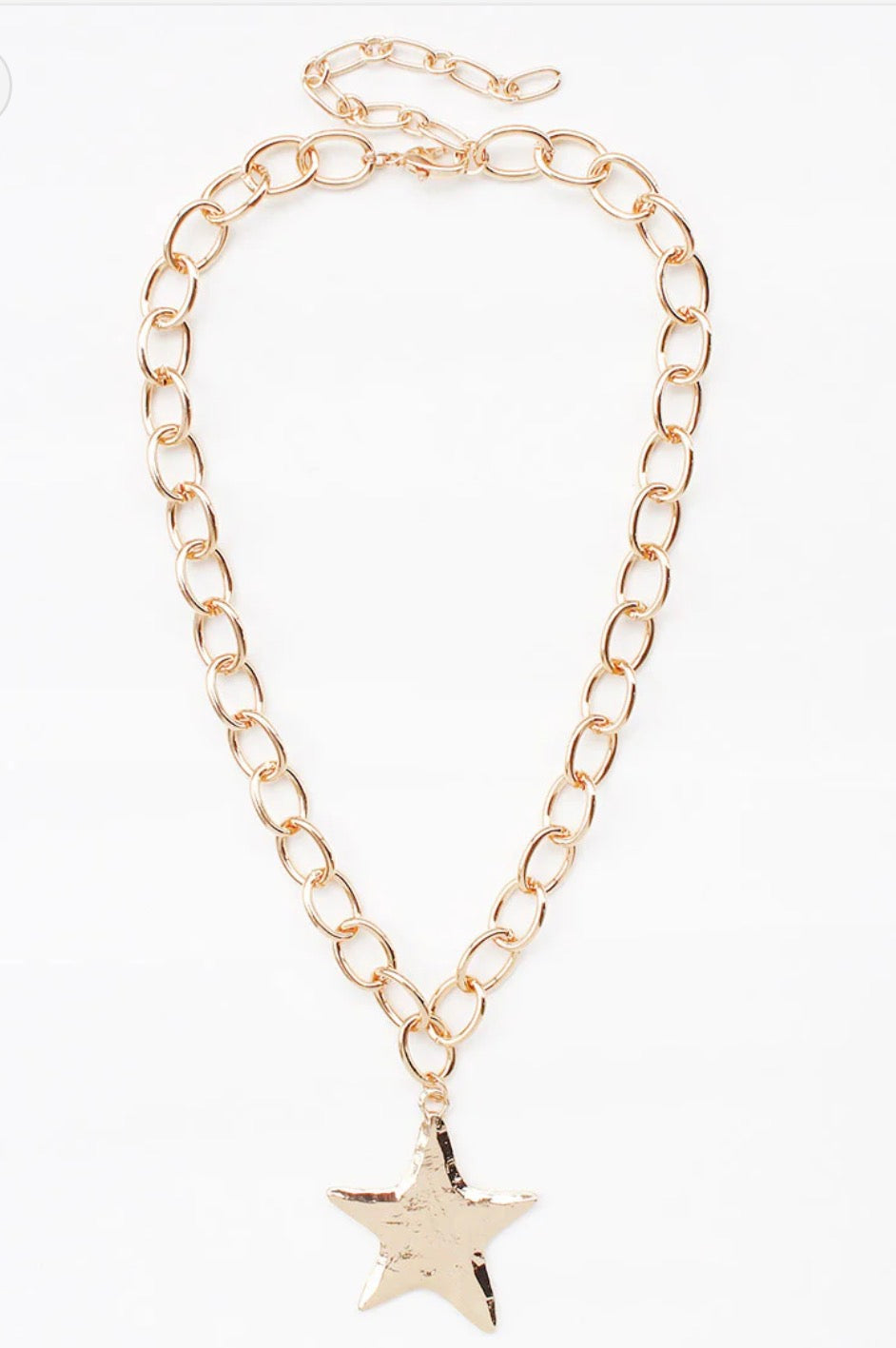Gold Open Chain with Gold Star Charm 16"-18" Necklace