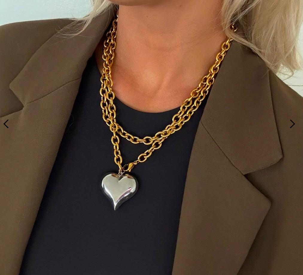 Two Toned Heart Necklace