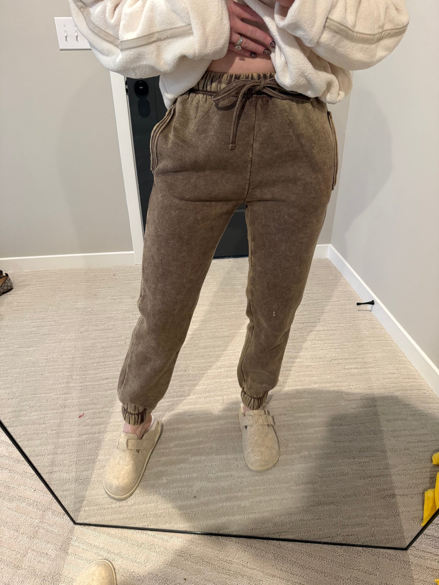 Brown Acid Washed Jogger