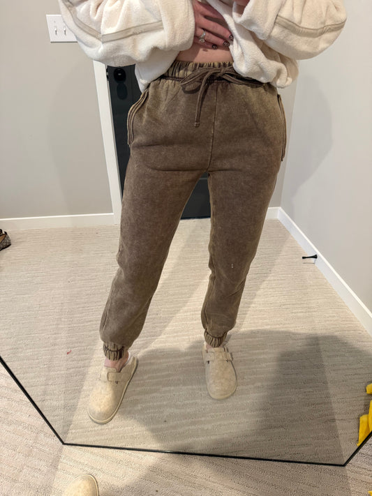 Brown Acid Washed Jogger