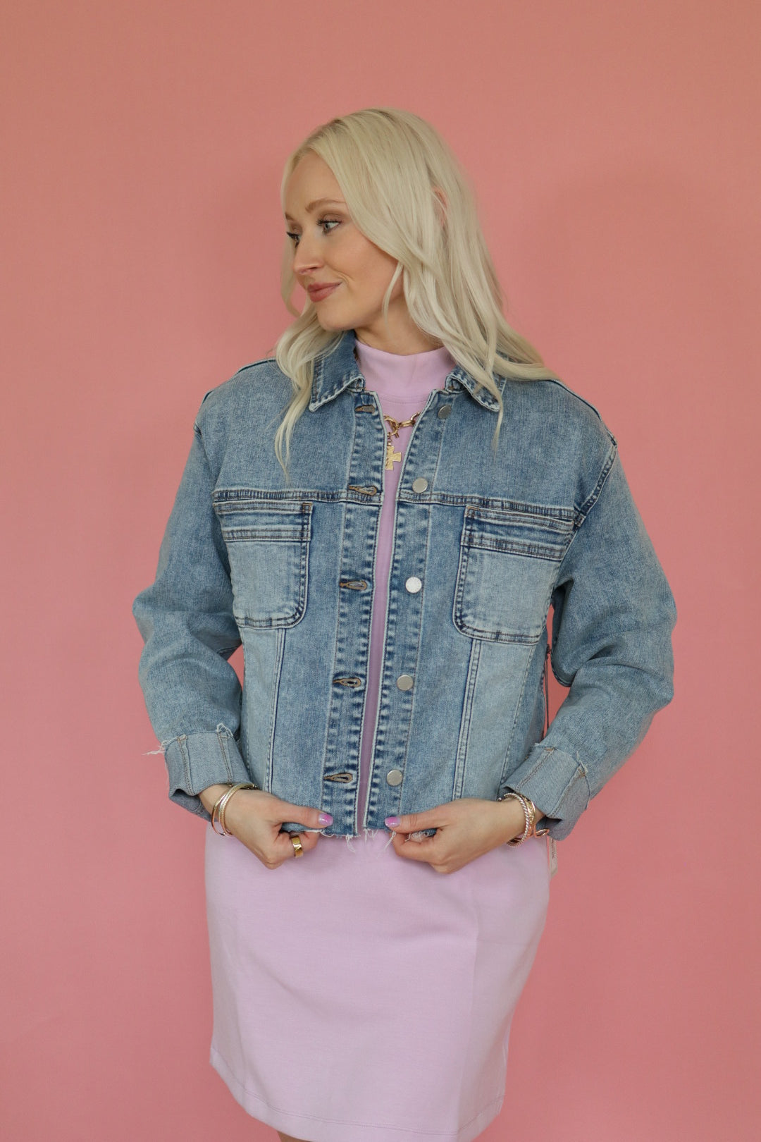 Light Denim Frayed Jacket