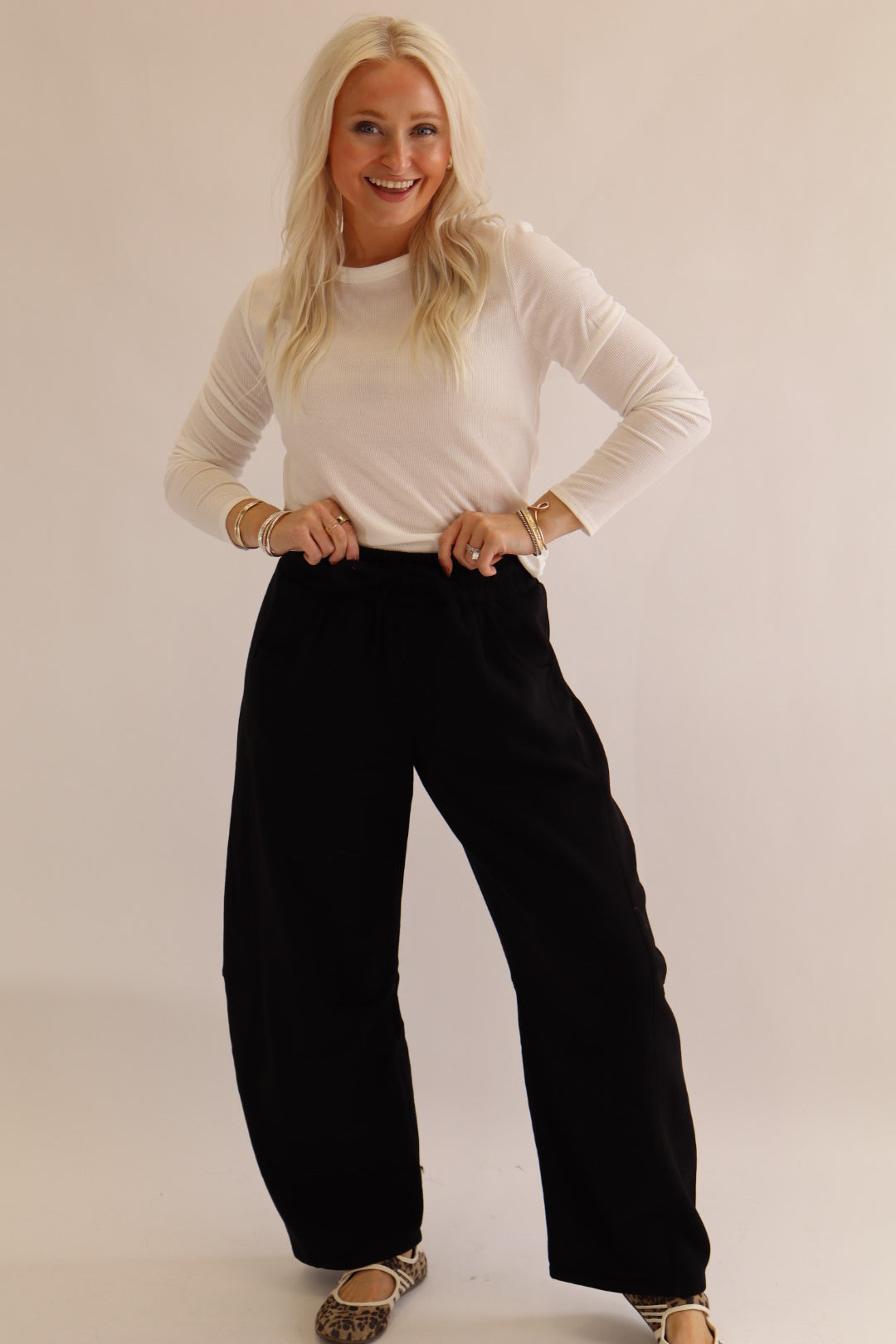 Ivory Round neck Ribbed Top