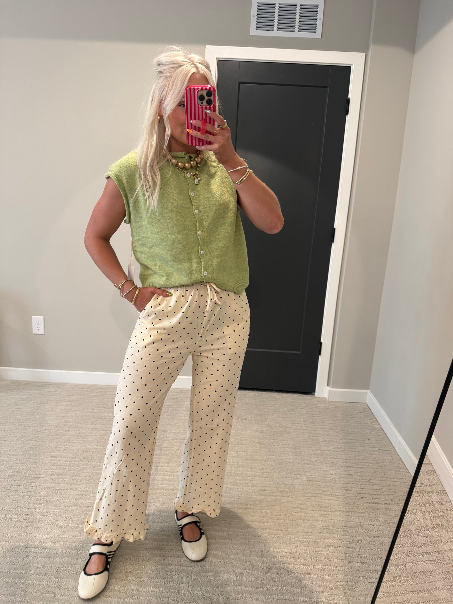 Carley Cream & Black Polkadot Pant