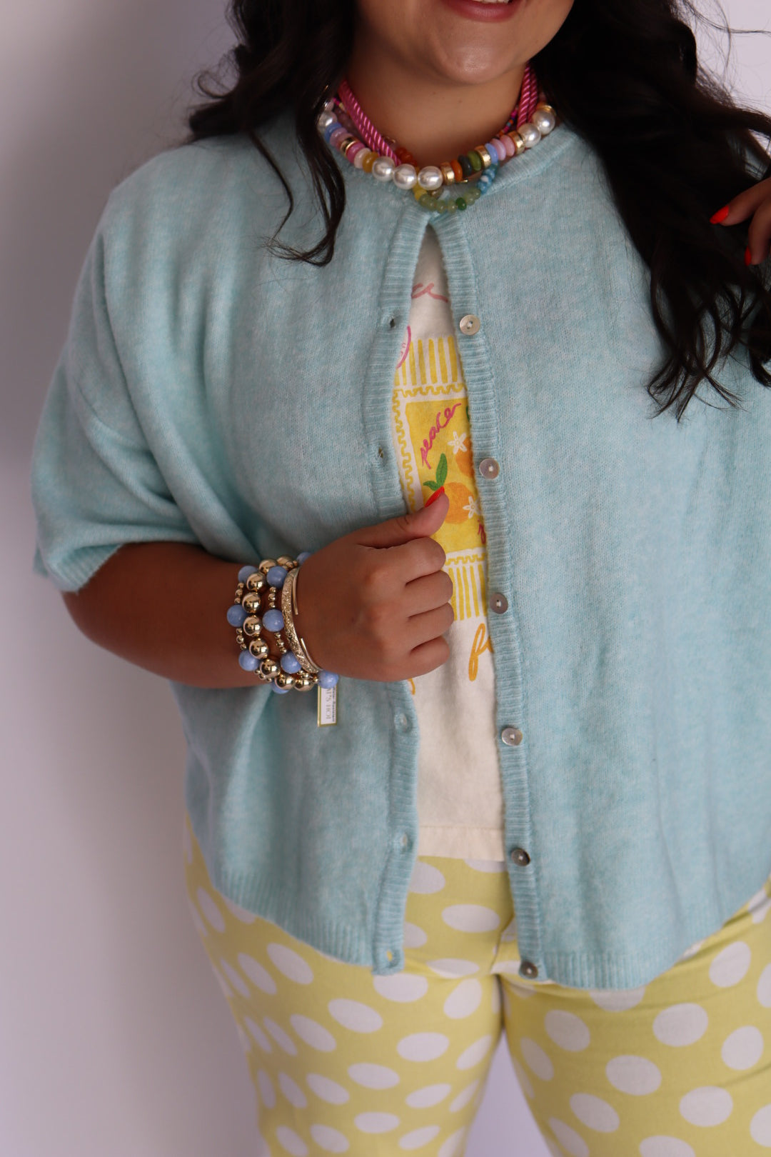 Blue Mint Short Sleeve Cardigan