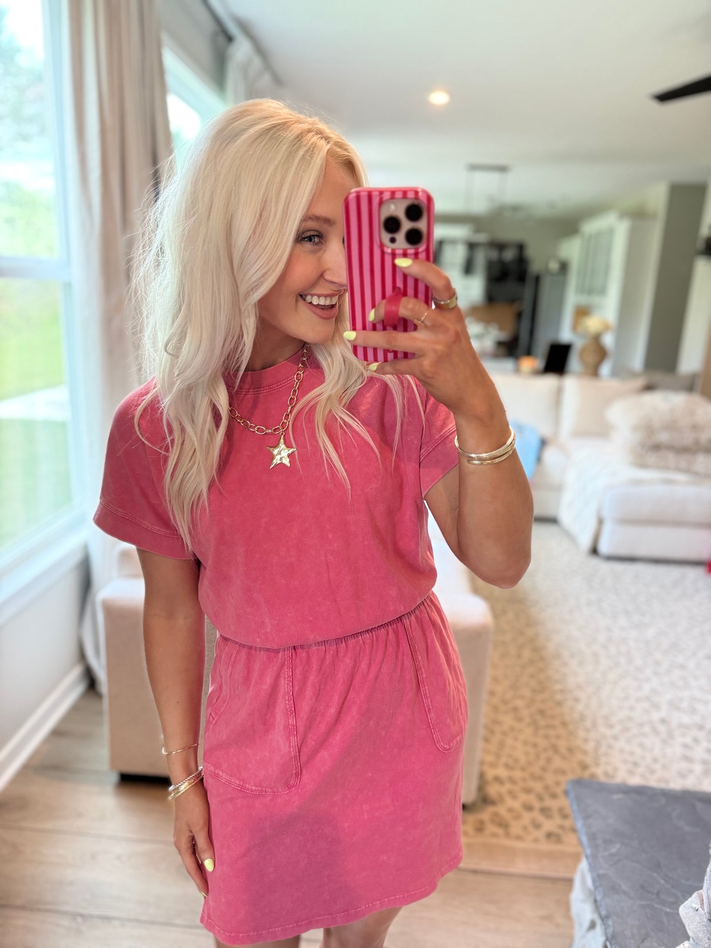 French Pink Mini Dress