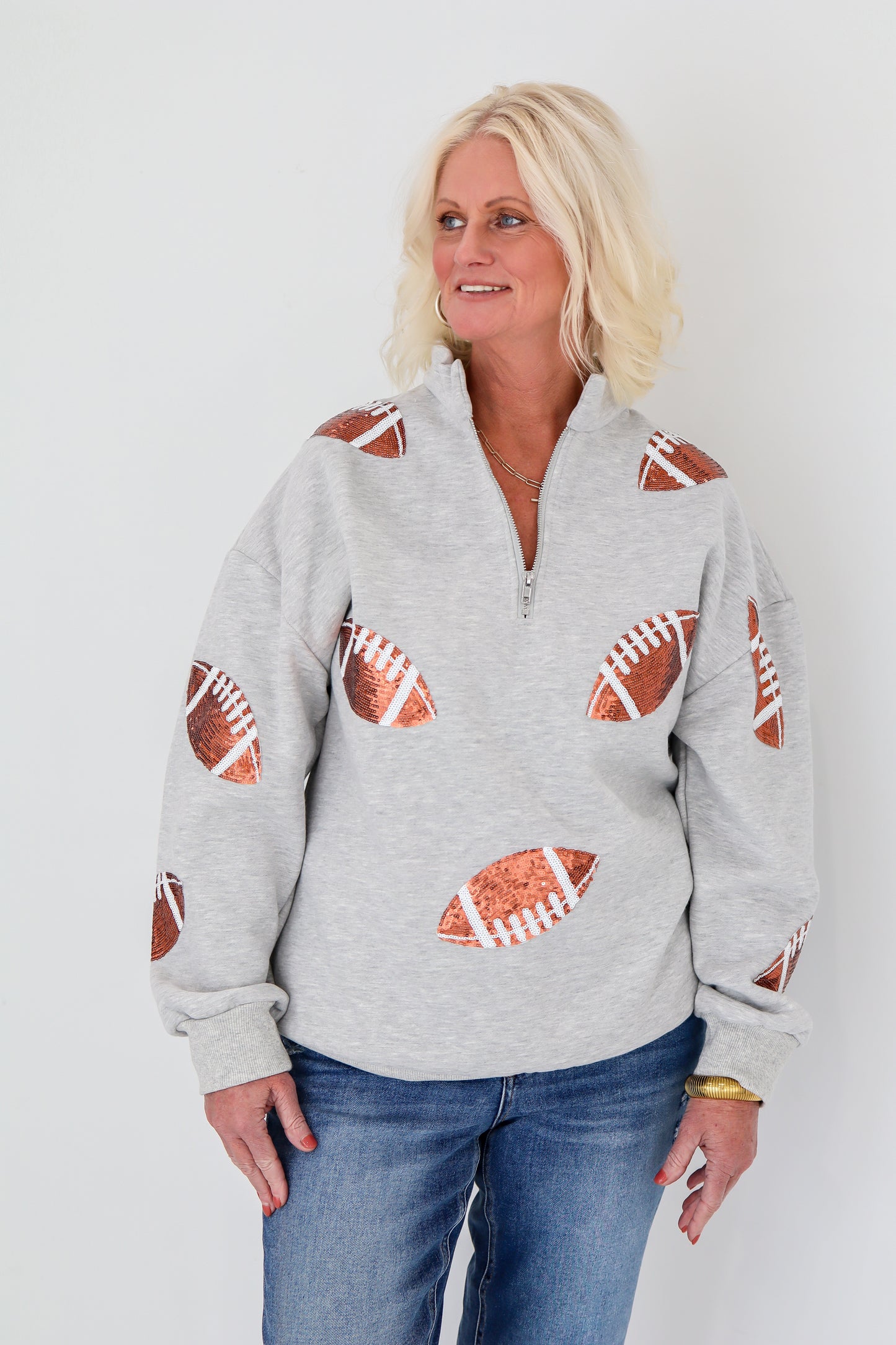 Sequin Football Quarter Zip