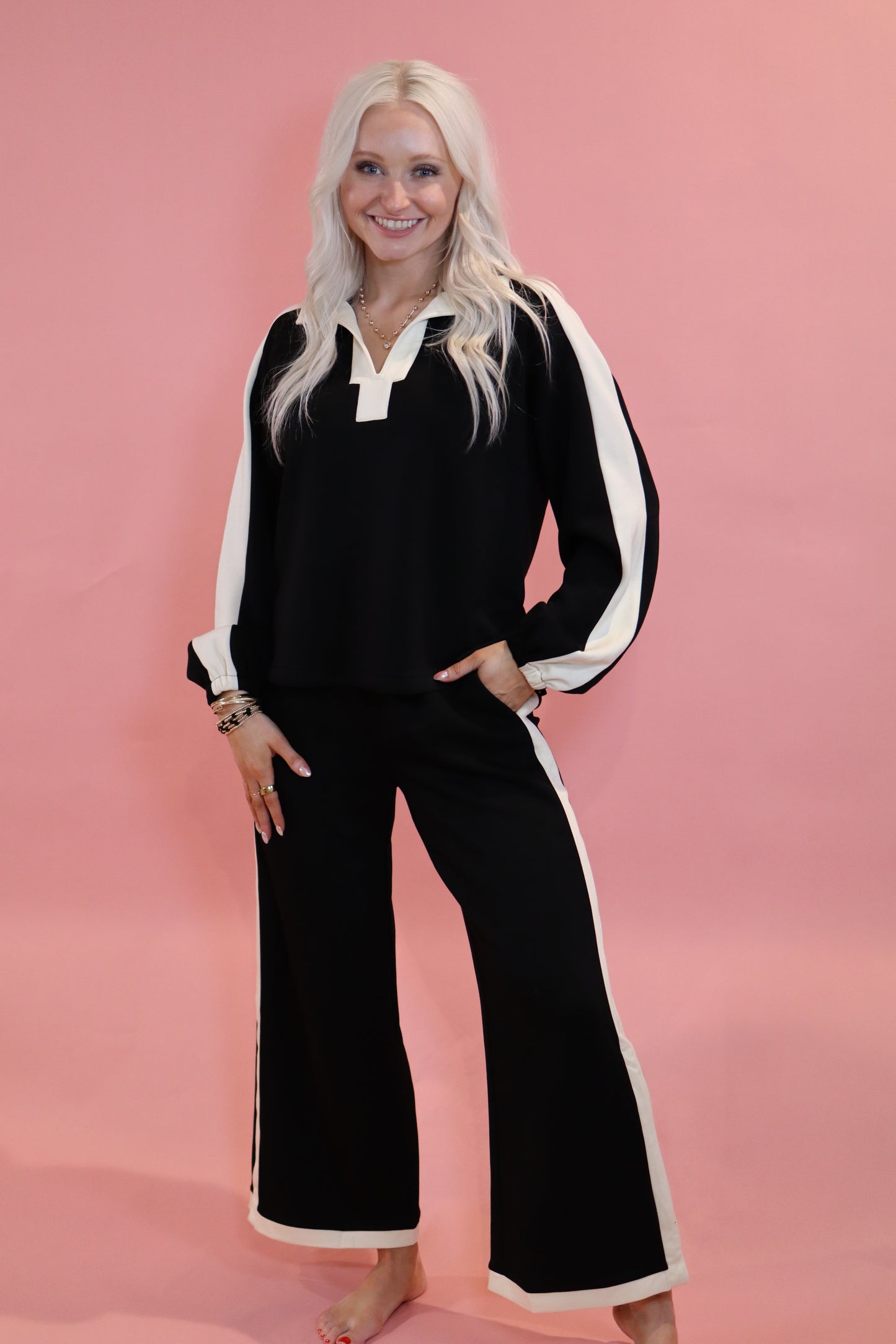 Bossy Black V-Neck Scuba Set