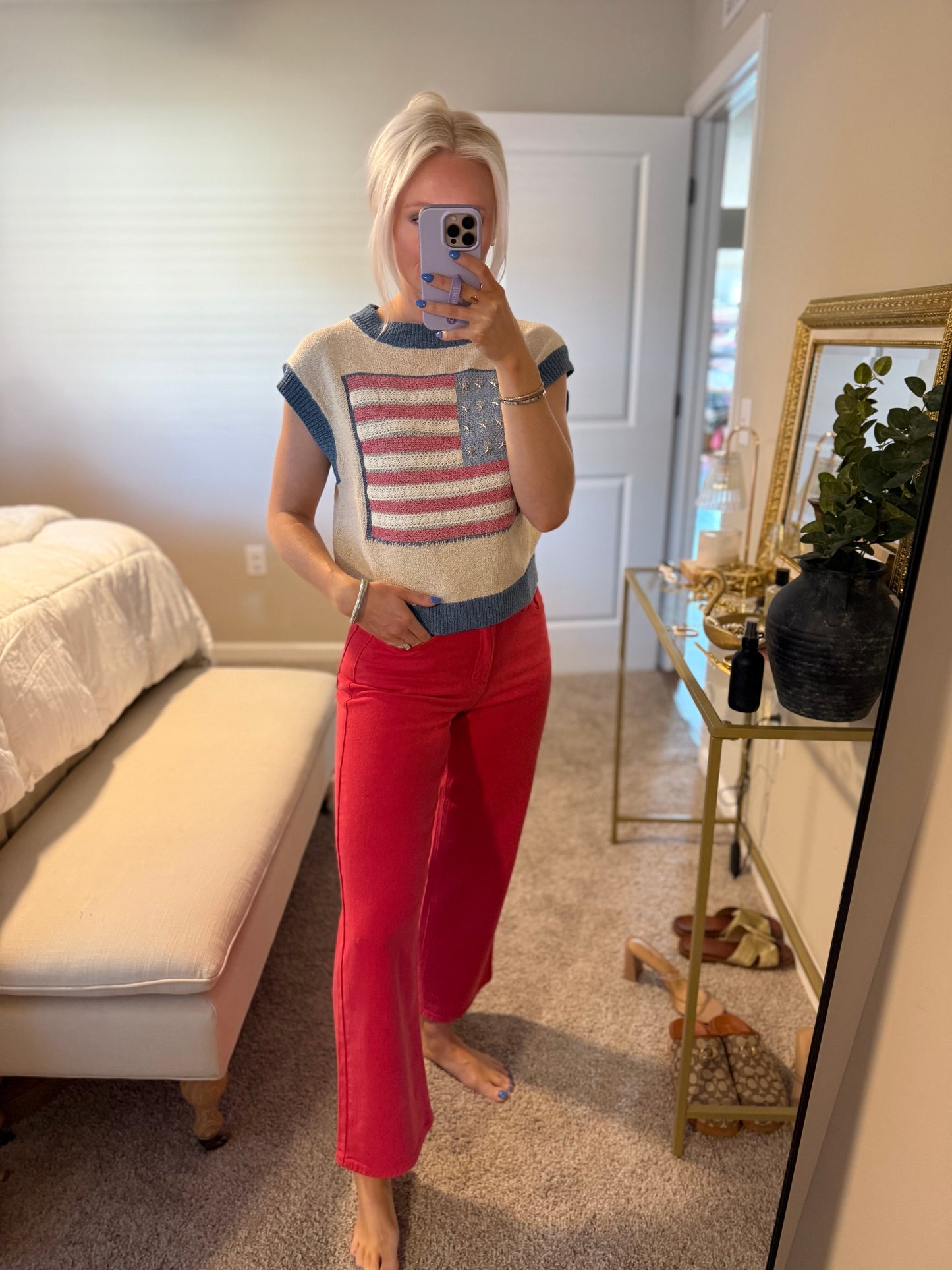 USA Studded Flag Sweater