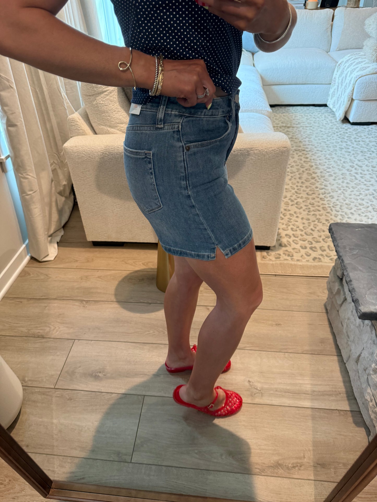Americana Side Slit Denim Short