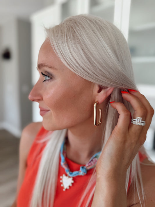 Gold Squared Hoop Earrings