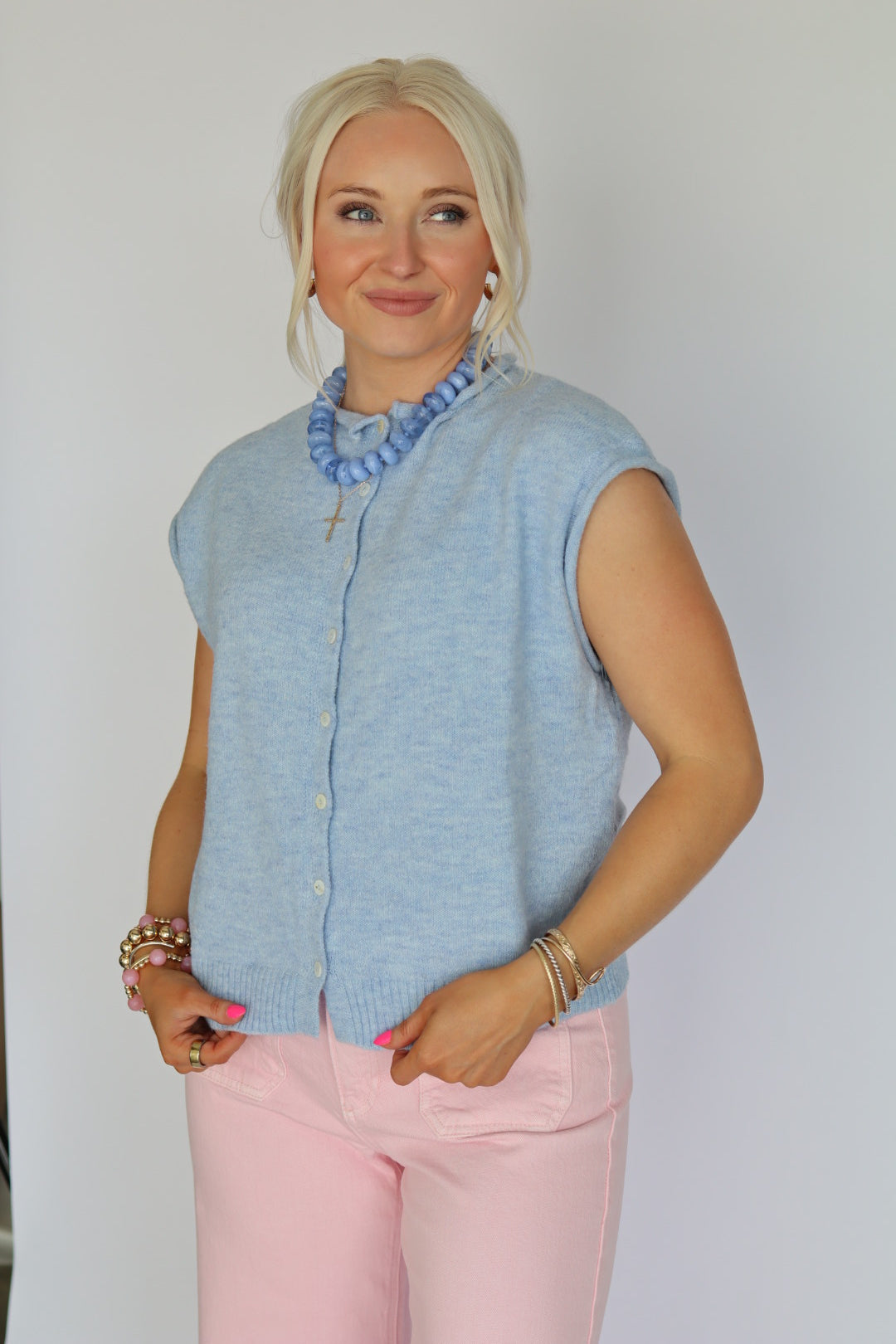 Sky Blue Sweater Vest Cardigan
